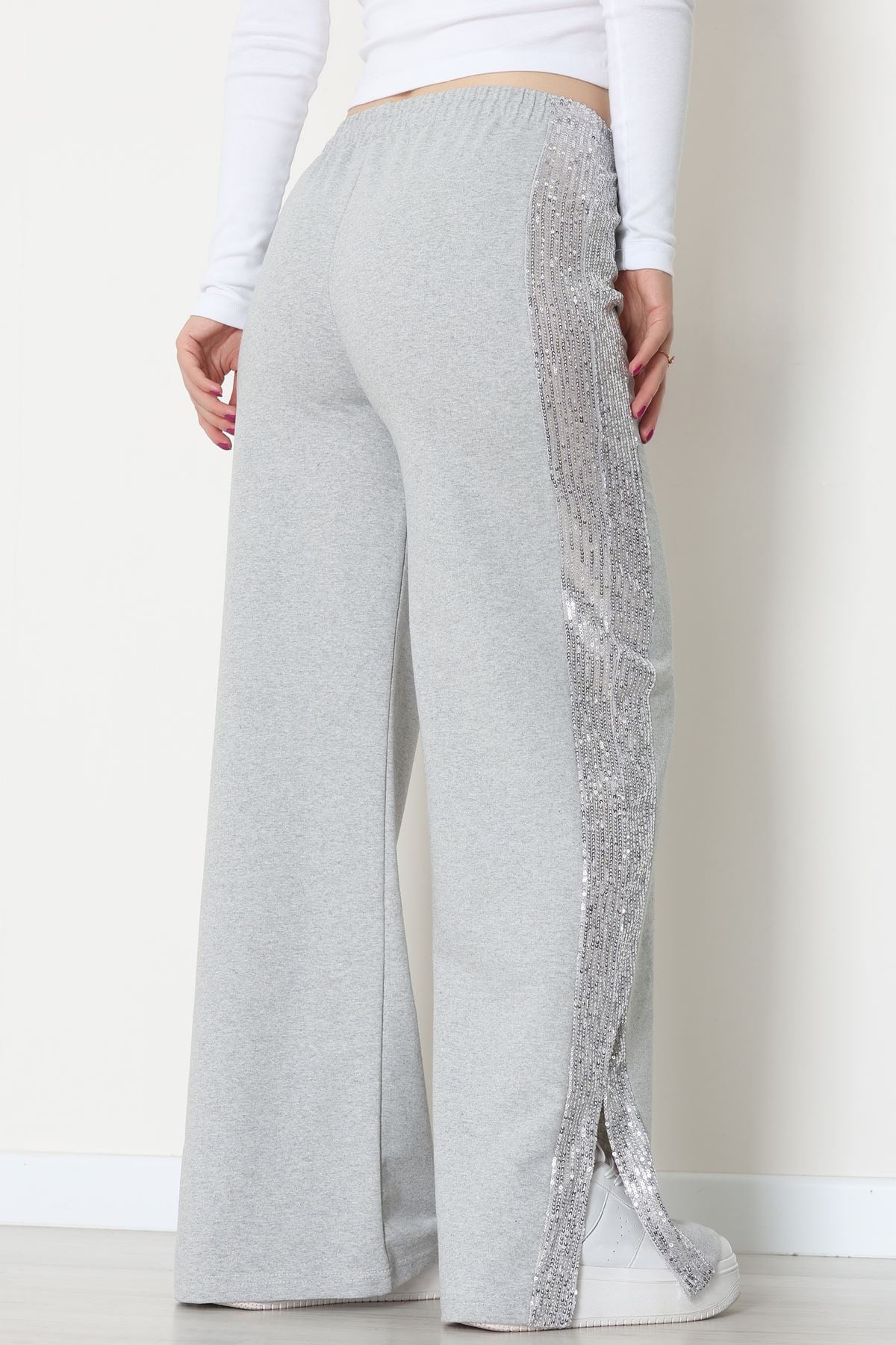 2 İplik Pul Detaylı Eşofman Altı Gri - 52110.1857.