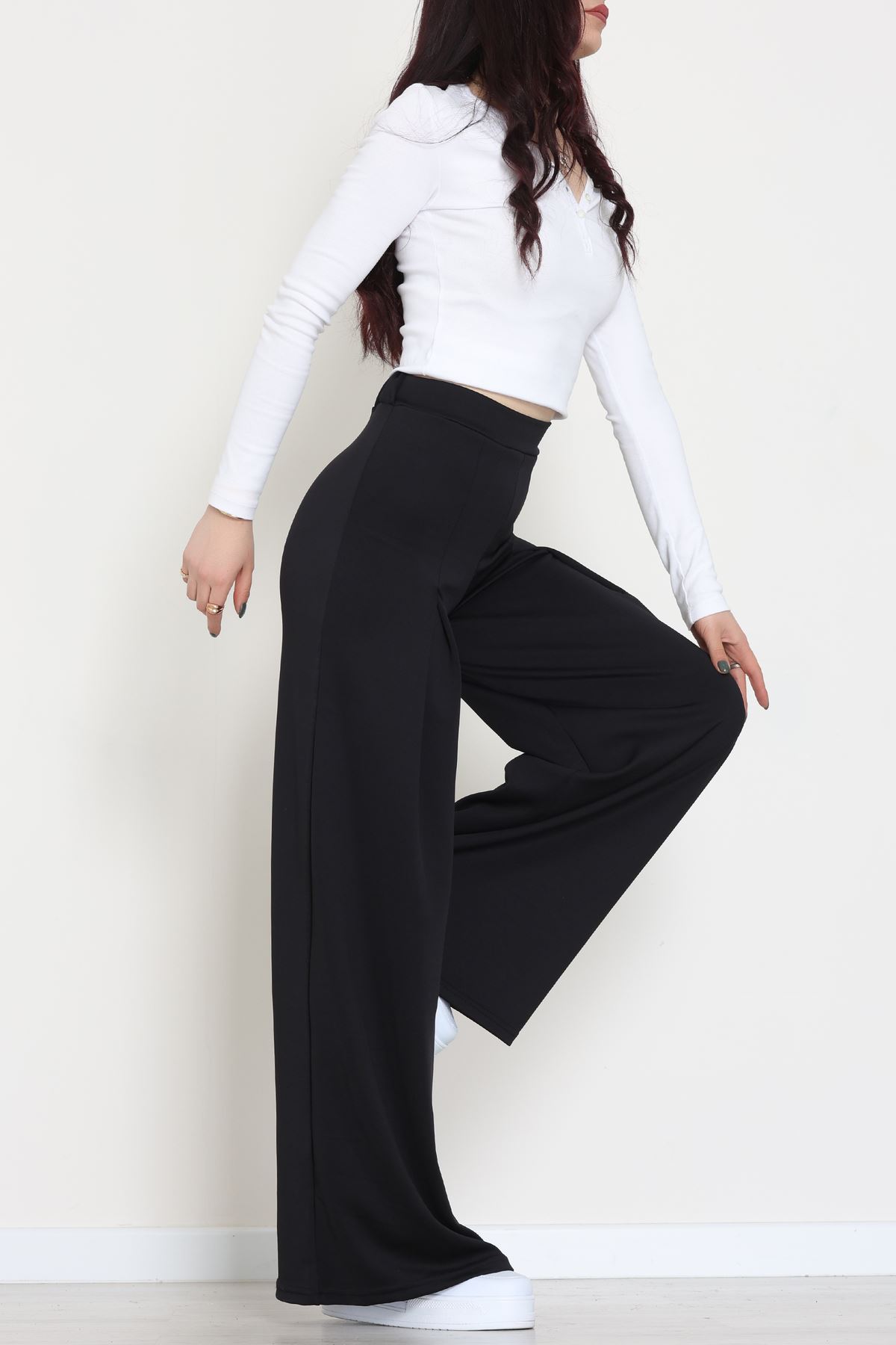 Puf Scuba Kumaş Önden Pileli Pantolon Siyah - 42784.1567.