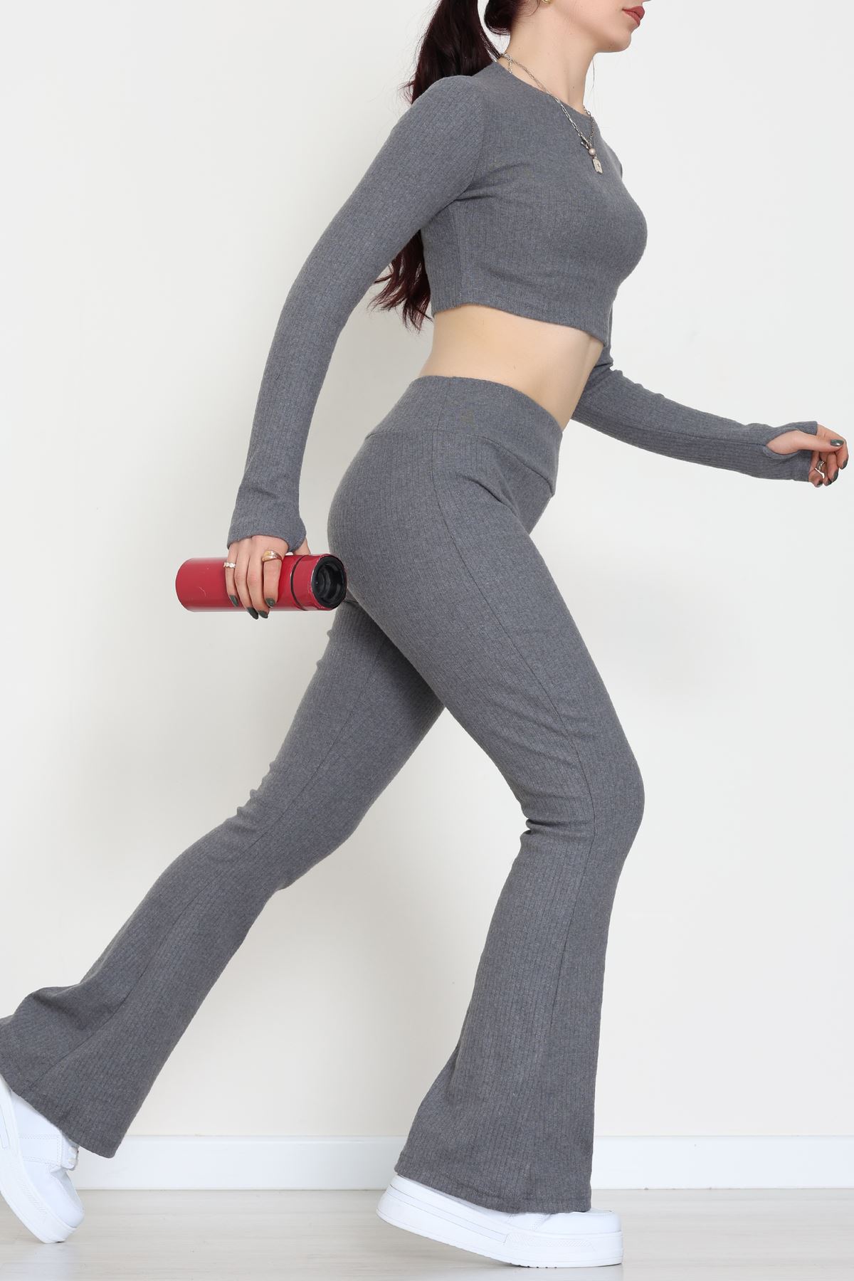 Raporlu Ribana Likralı Takım Füme - 55000.1567.