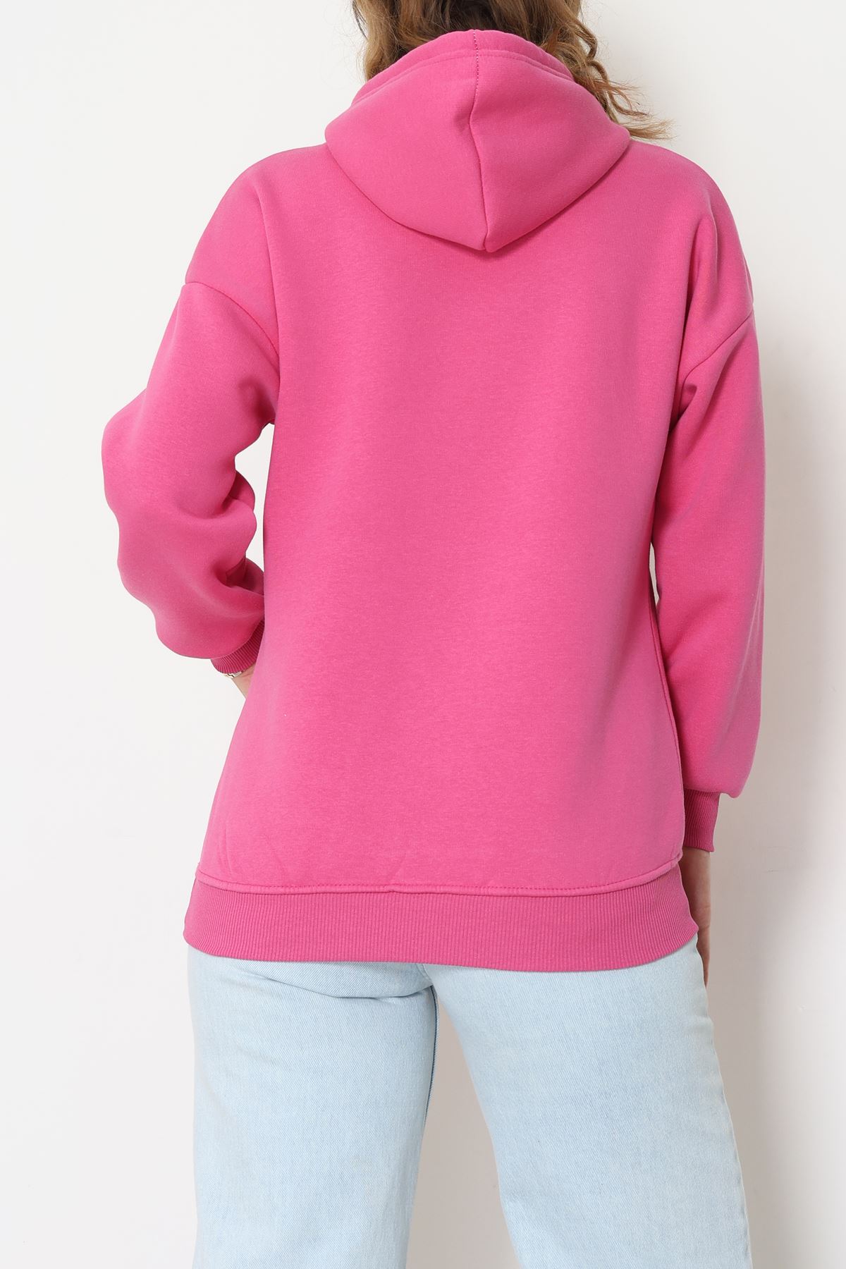 3 İplik Kanguru Cepli Kapşonlu Sweat Açıkpembe - 20960.1878.
