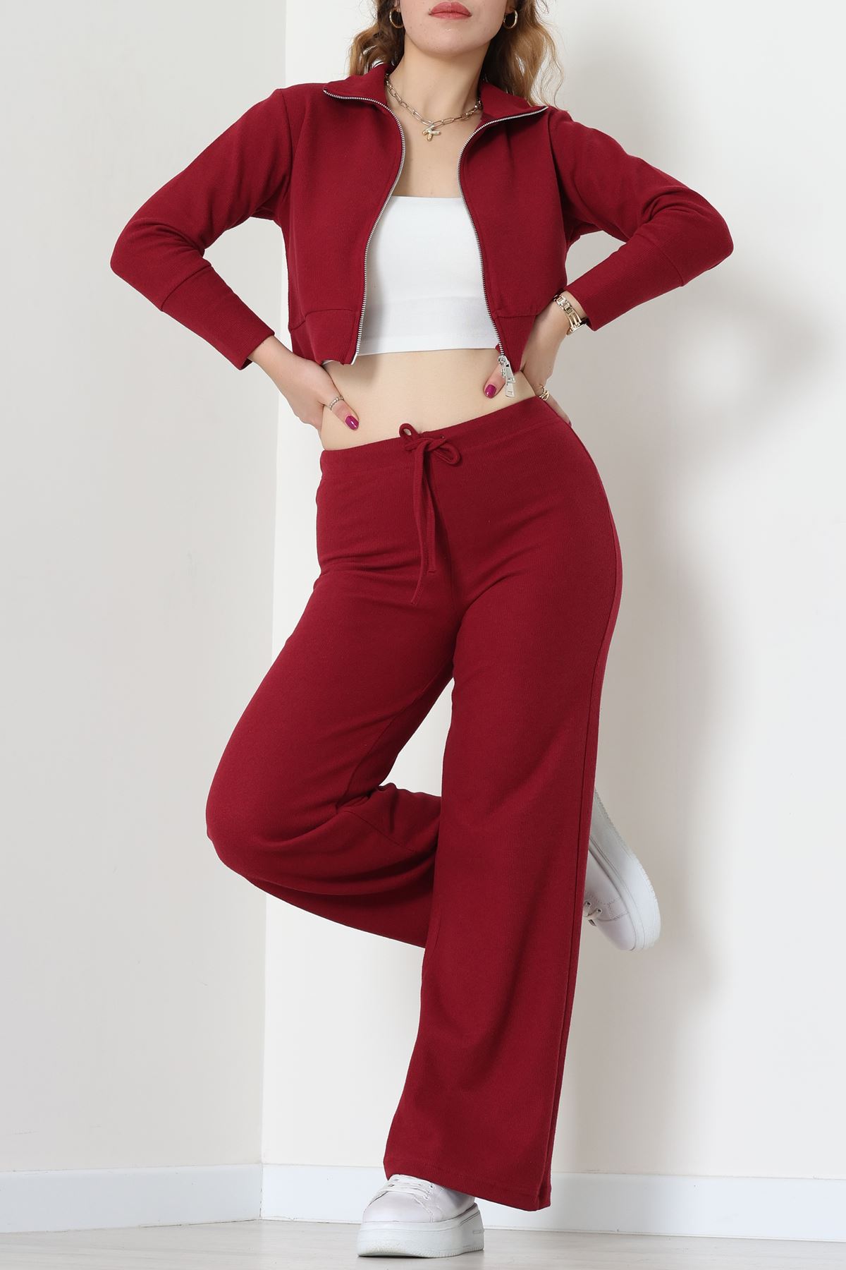 Çift Fermuarlı Selanik İkili Takım Bordo - 42640.1567.