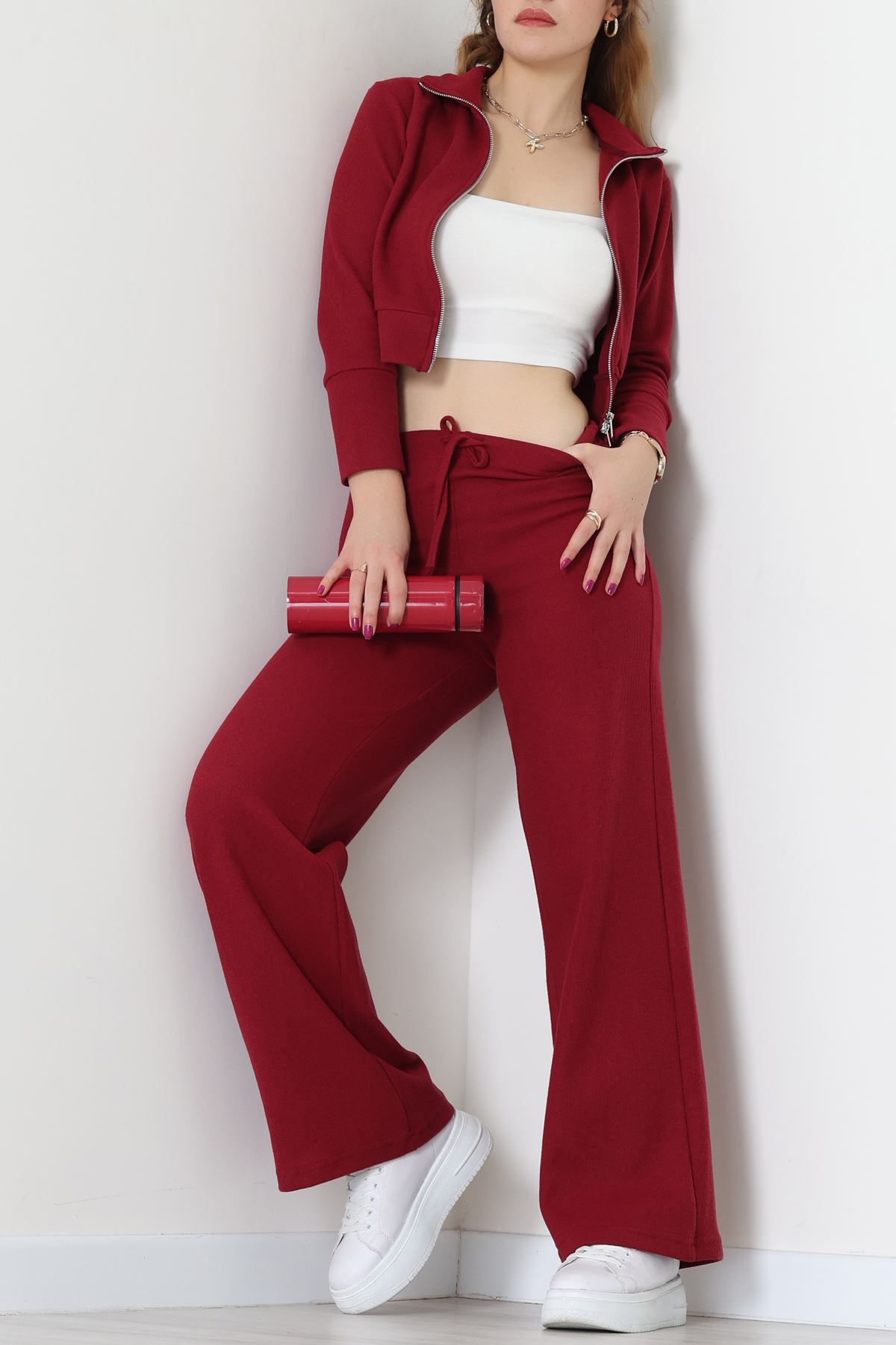 Çift Fermuarlı Selanik İkili Takım Bordo - 42640.1567.