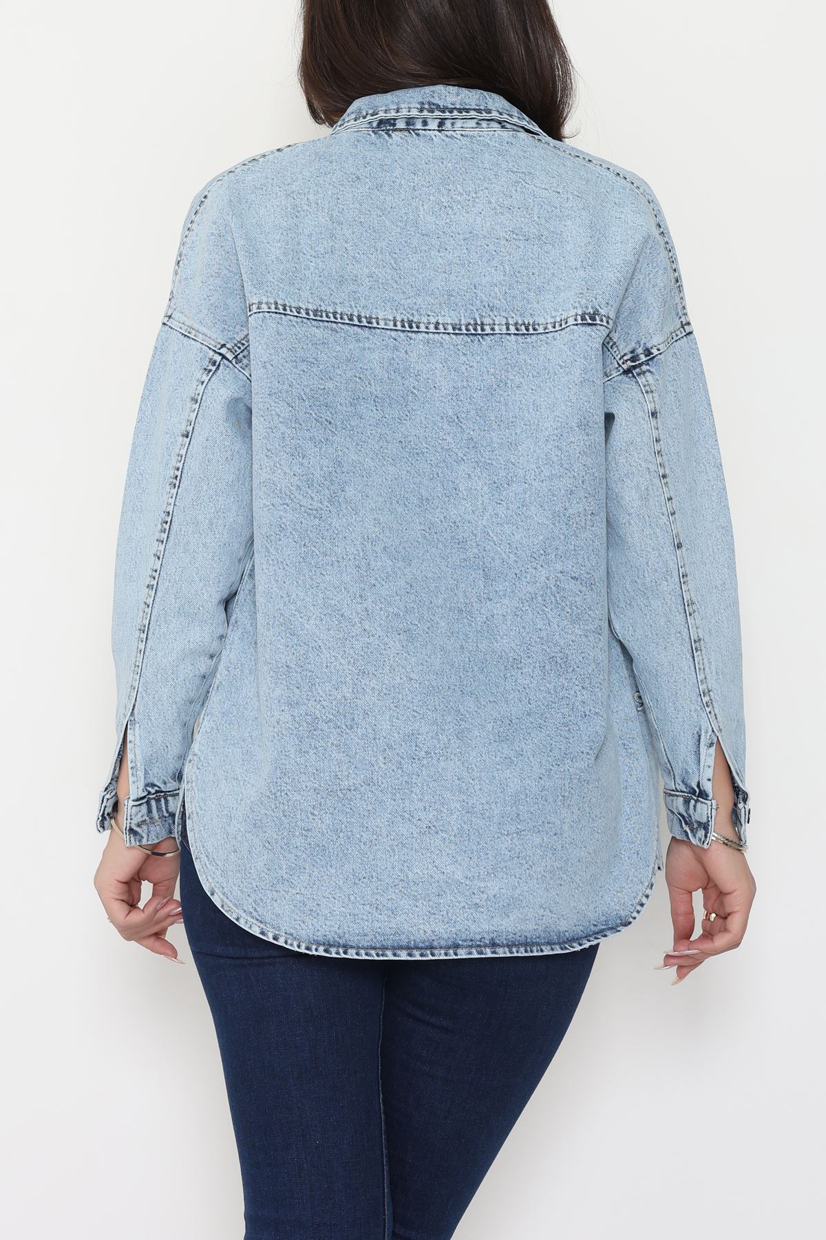 Kurdele Nakışlı Kot Ceket Mavi - 31785.683.