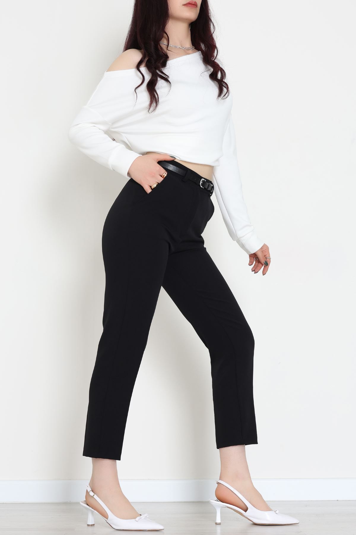 Double Kumaş Bel Lastikli Pantolon Siyah - 51112.1920.