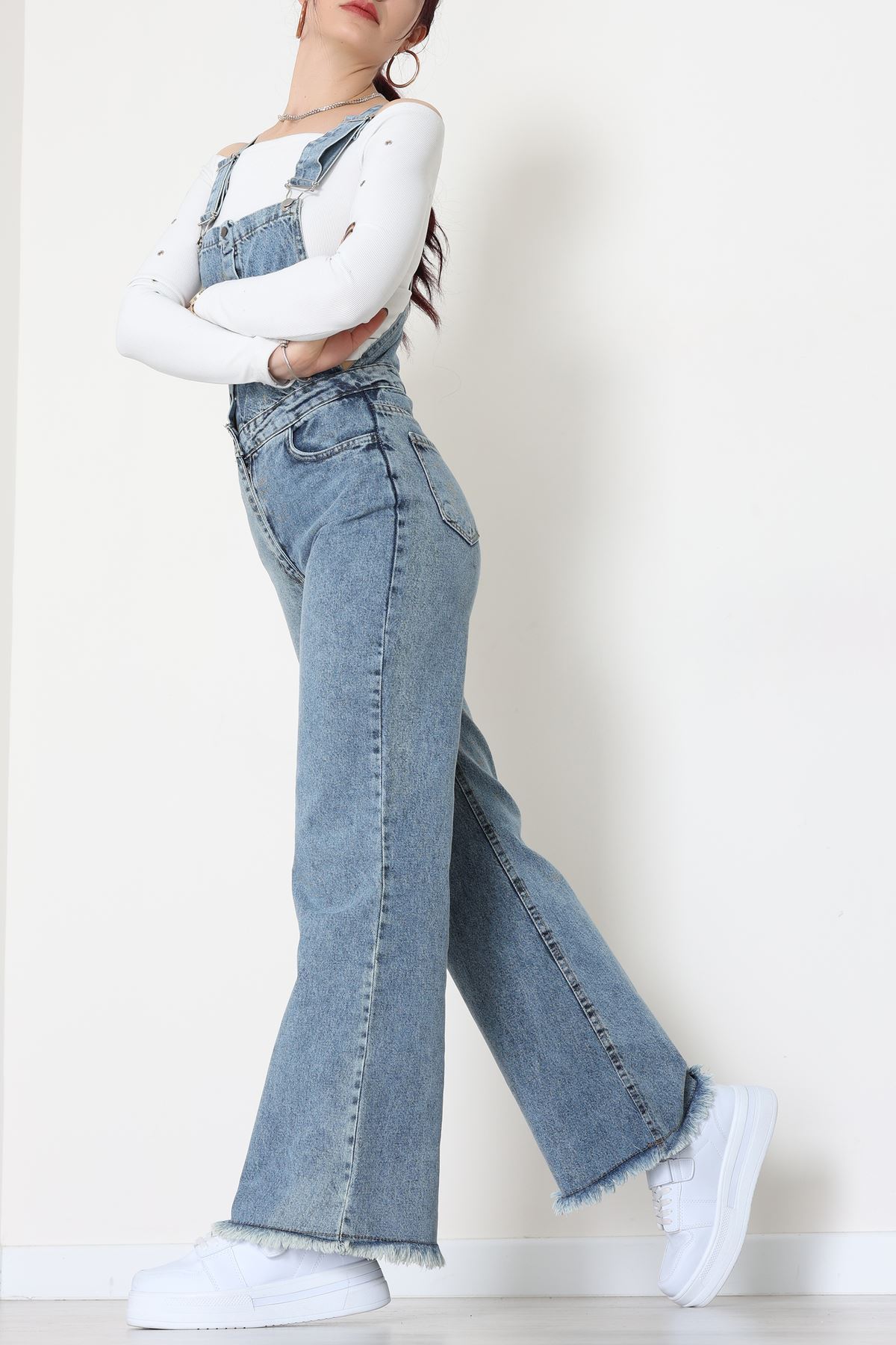 Kot Salopet Önden Düğmeli Tulum Mavi - 31789.683.