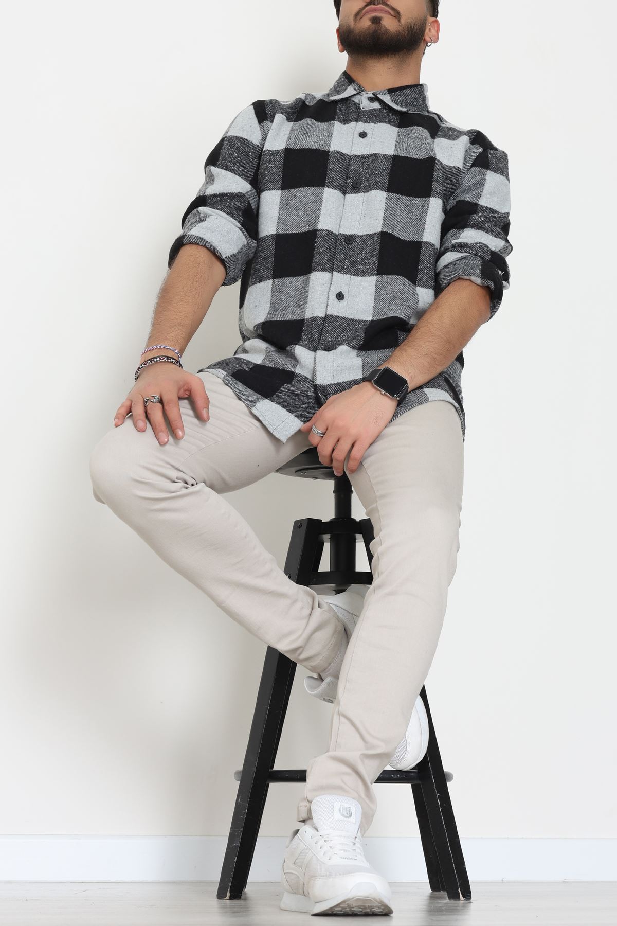 Ekoseli Erkek Oduncu Gömlek Siyahaçıkgri - 42309.2085.