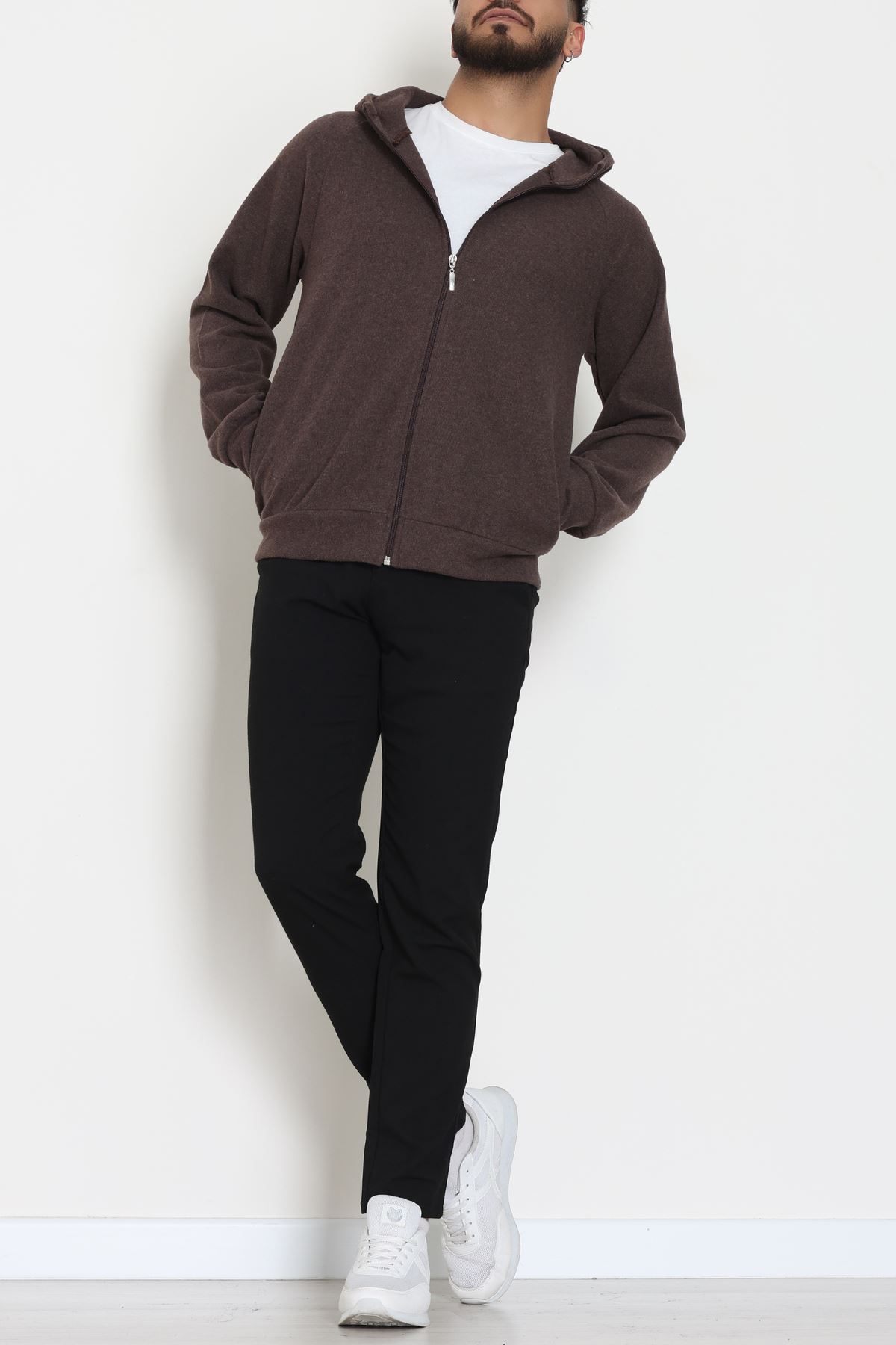 Selanik Kumaş Kapşonlu Erkek Sweat Acıkahve - 42799.1567.