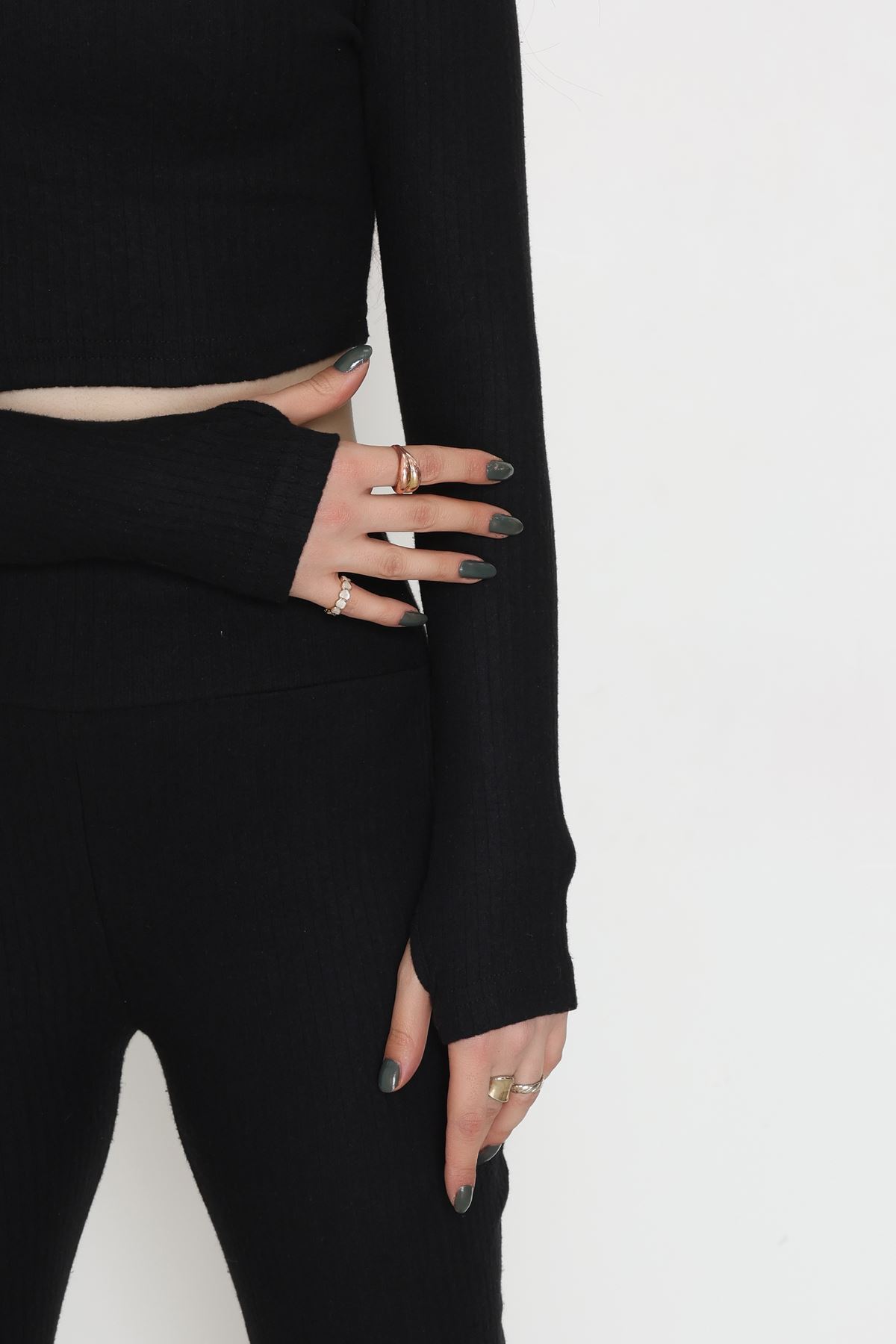 Raporlu Ribana Likralı Takım Siyah - 55000.1567.