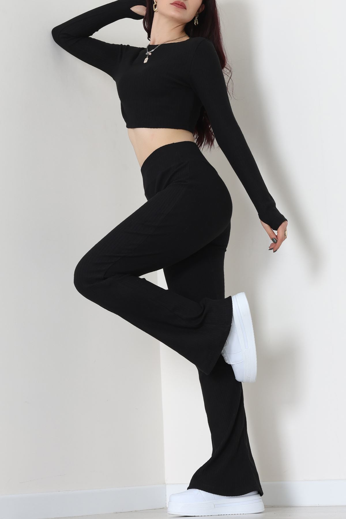 Raporlu Ribana Likralı Takım Siyah - 55000.1567.