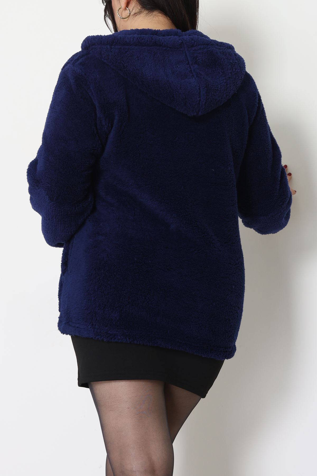 Welsoft Kumaş Kapşonlu Battal Ceket Lacivert - 70749.107.