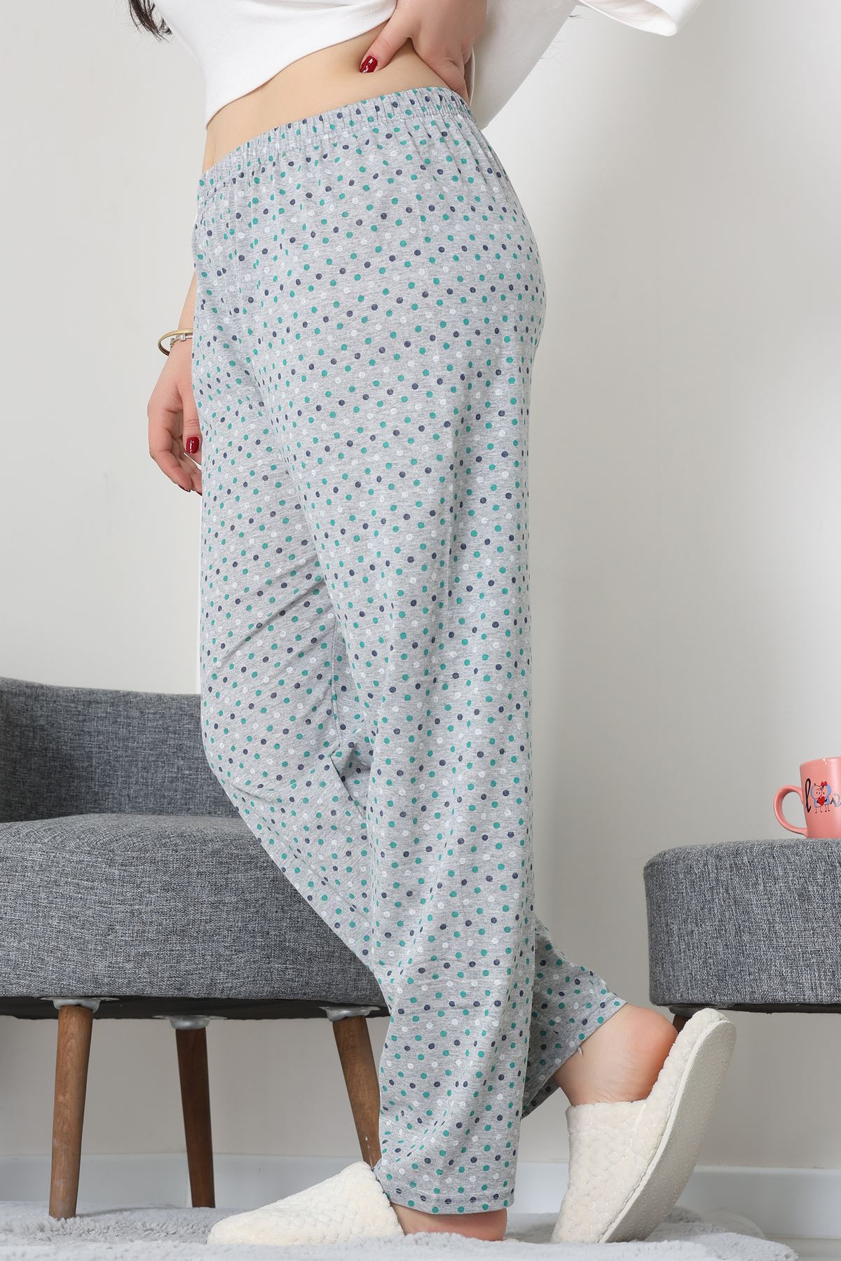 Büyük Beden Süprem Pijama Altı Griyeşil - 55011.1567.