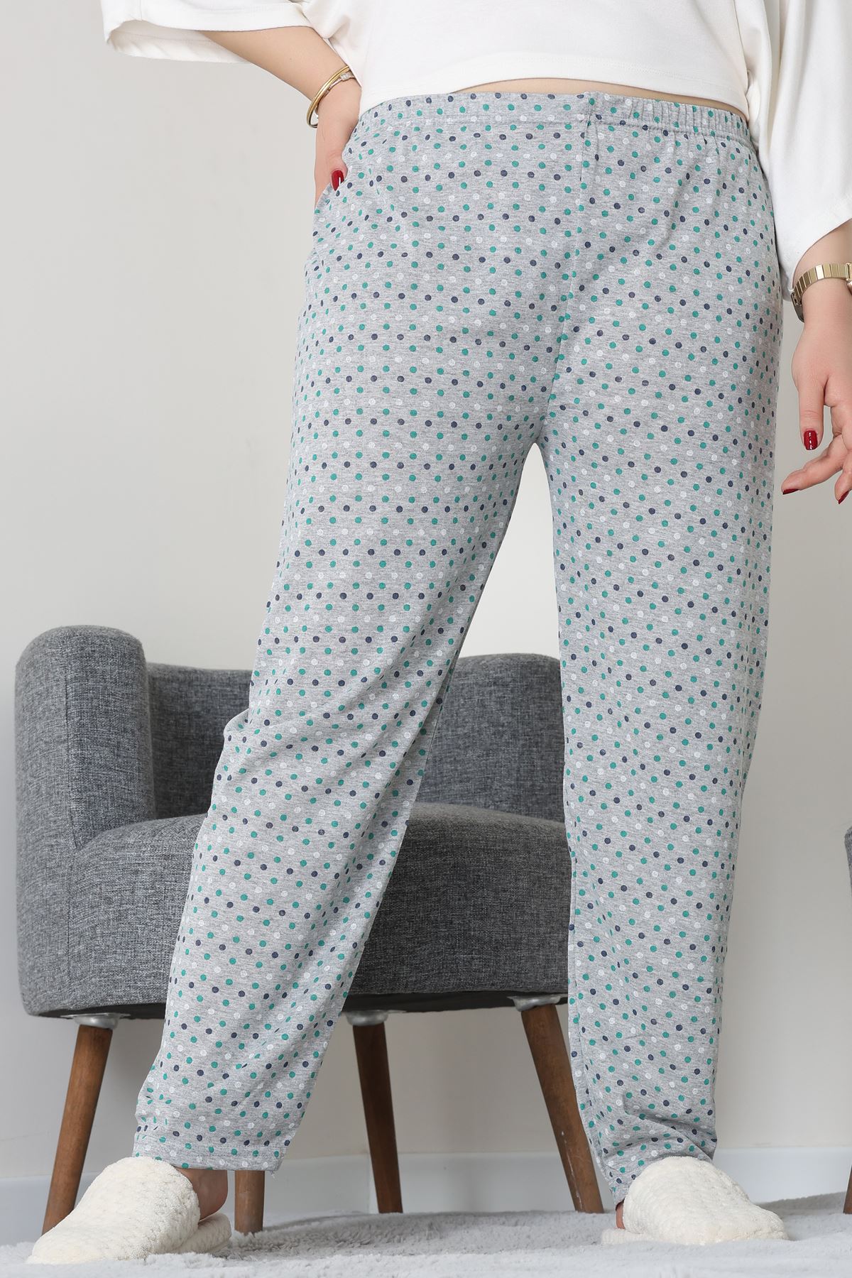 Büyük Beden Süprem Pijama Altı Griyeşil - 55011.1567.