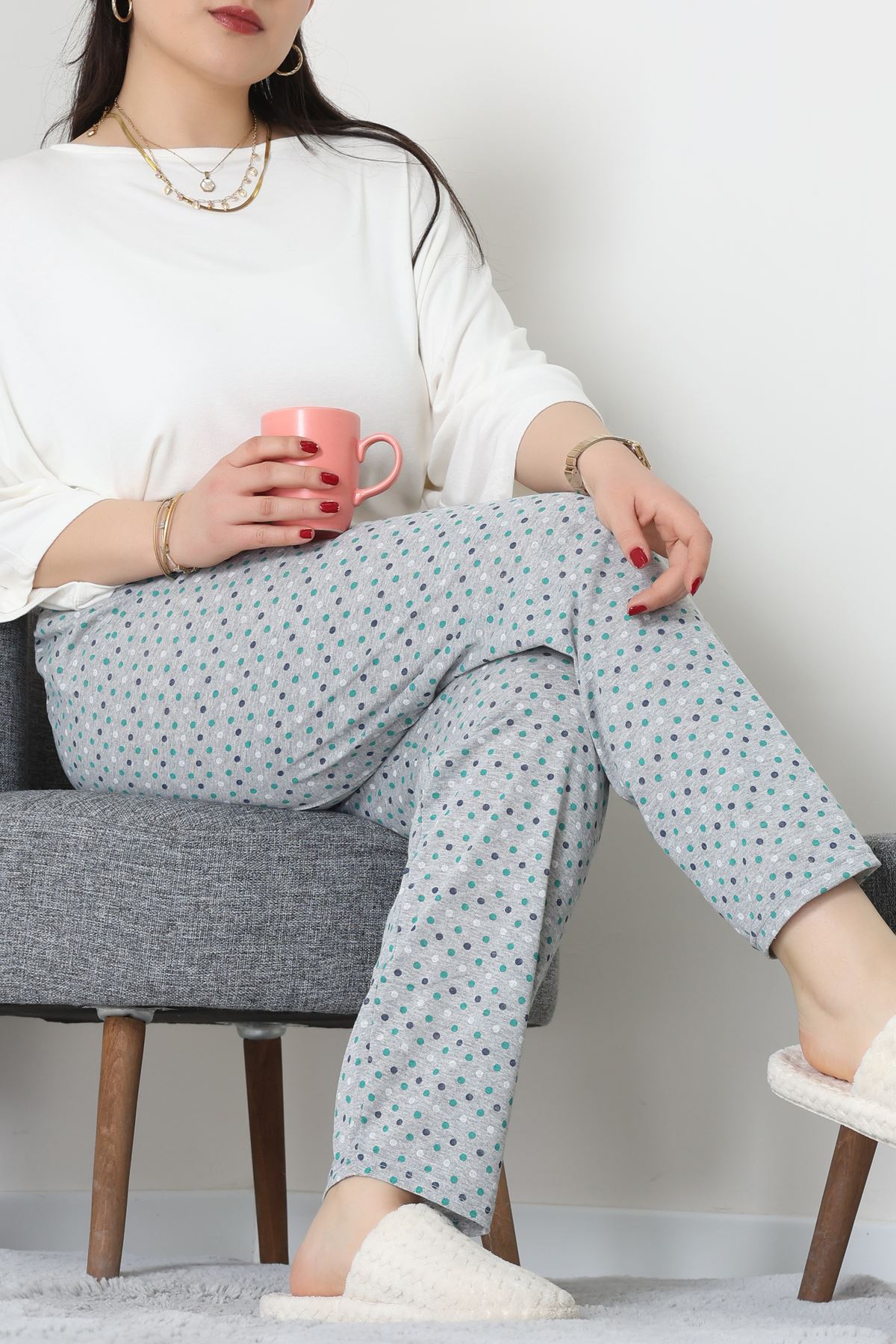 Büyük Beden Süprem Pijama Altı Griyeşil - 55011.1567.