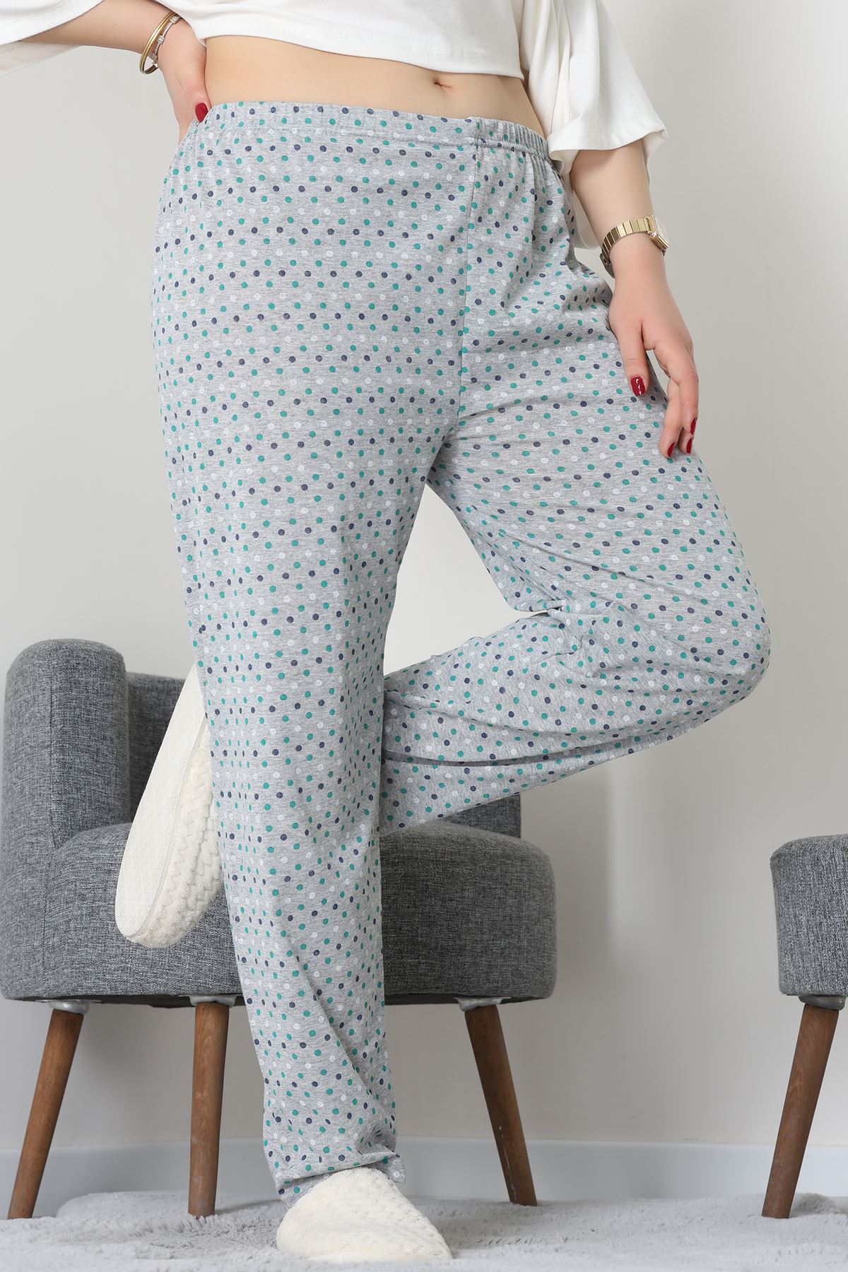 Büyük Beden Süprem Pijama Altı Griyeşil - 55011.1567.