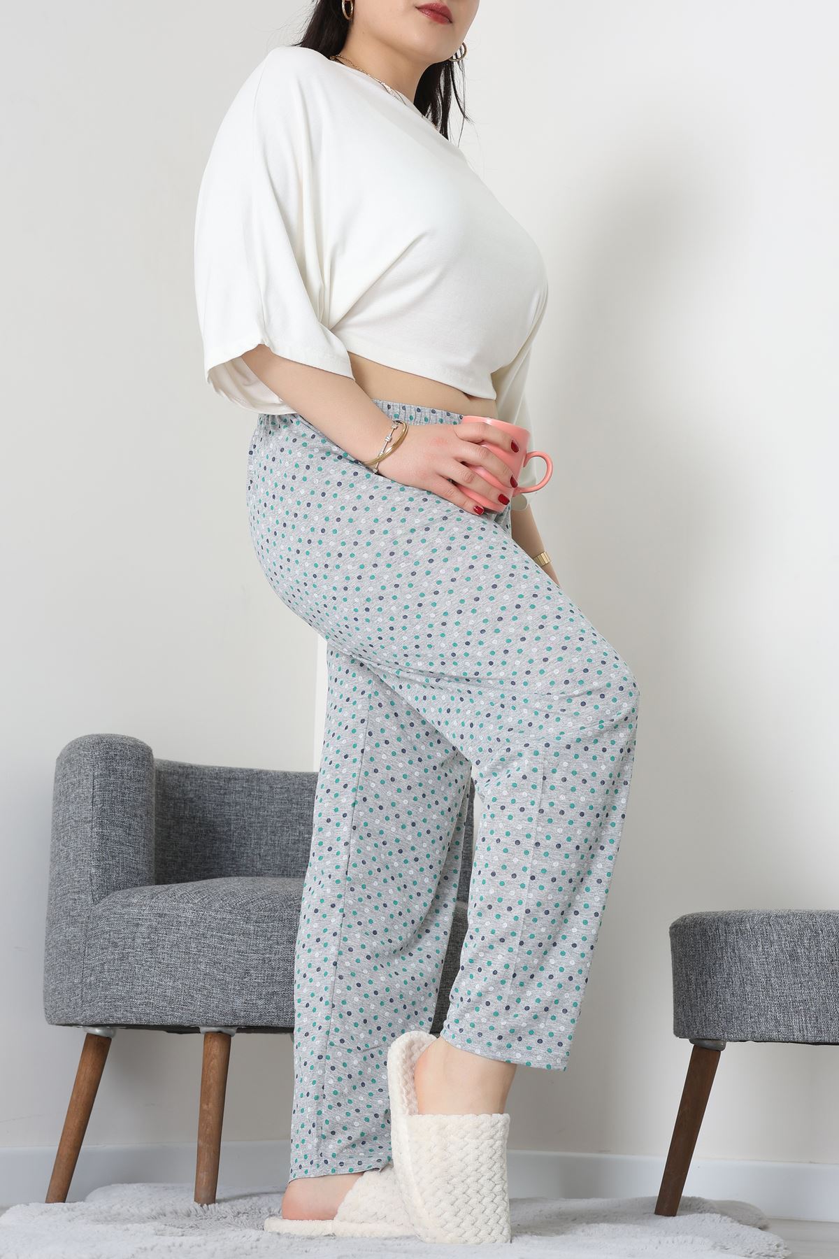 Büyük Beden Süprem Pijama Altı Griyeşil - 55011.1567.