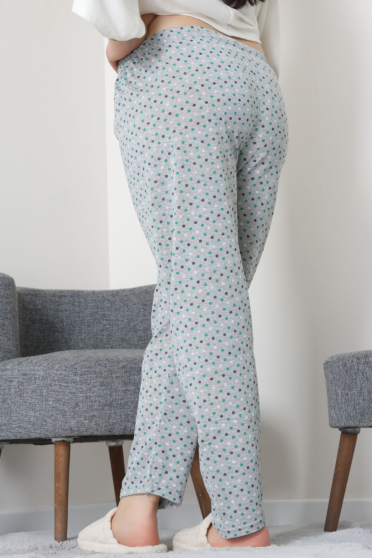 Büyük Beden Süprem Pijama Altı Griyeşil - 55011.1567.