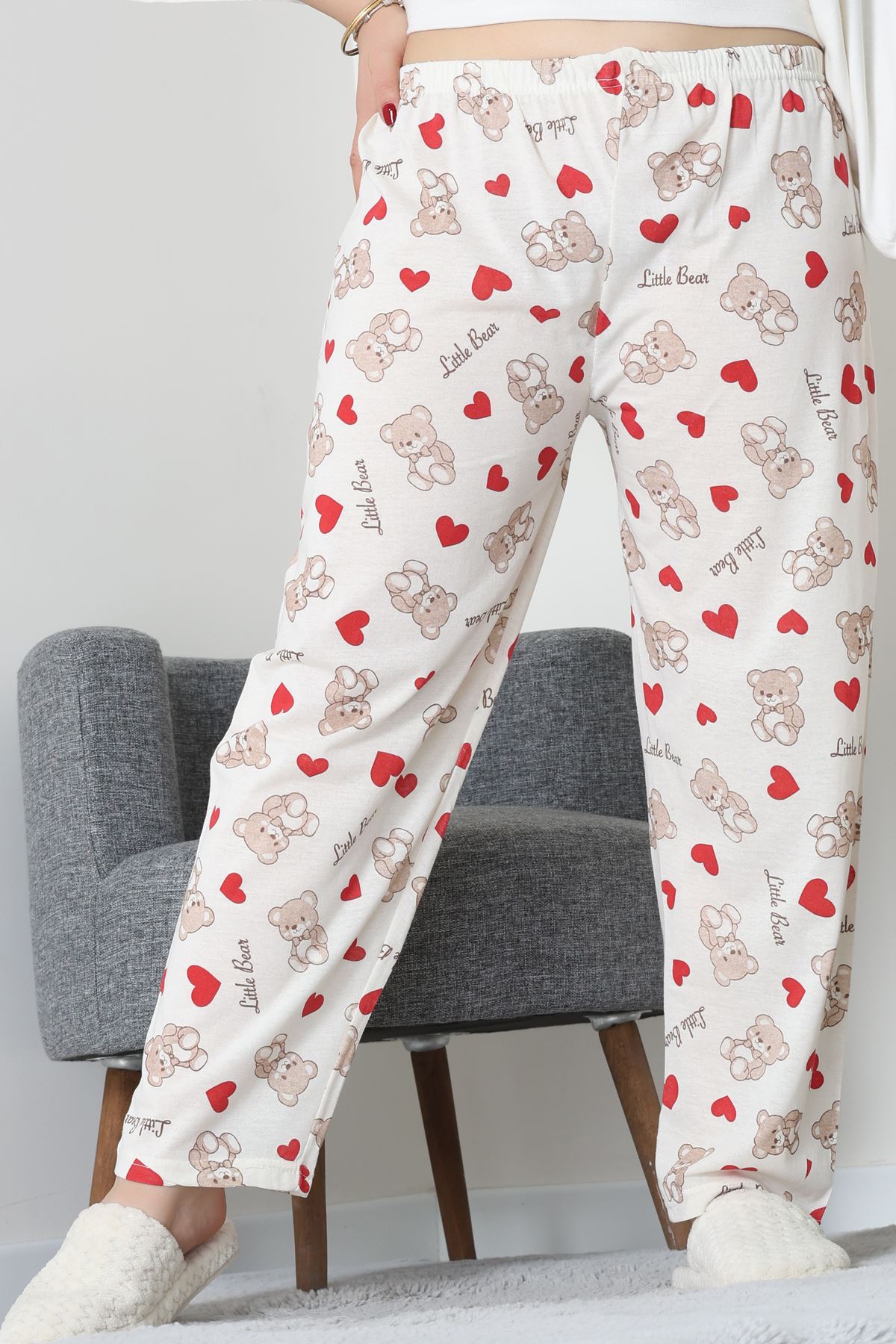 Büyük Beden Süprem Pijama Altı Krem - 55011.1567.