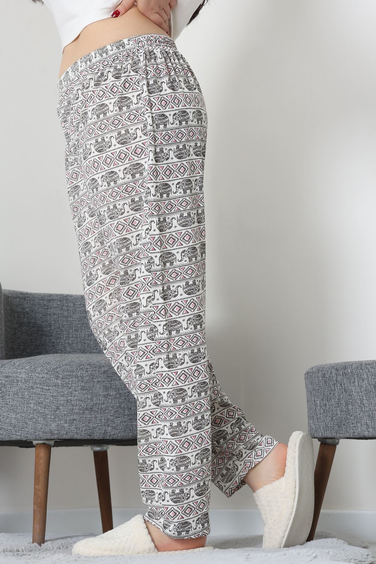 Büyük Beden Süprem Pijama Altı Beyazpembe - 55011.1567.