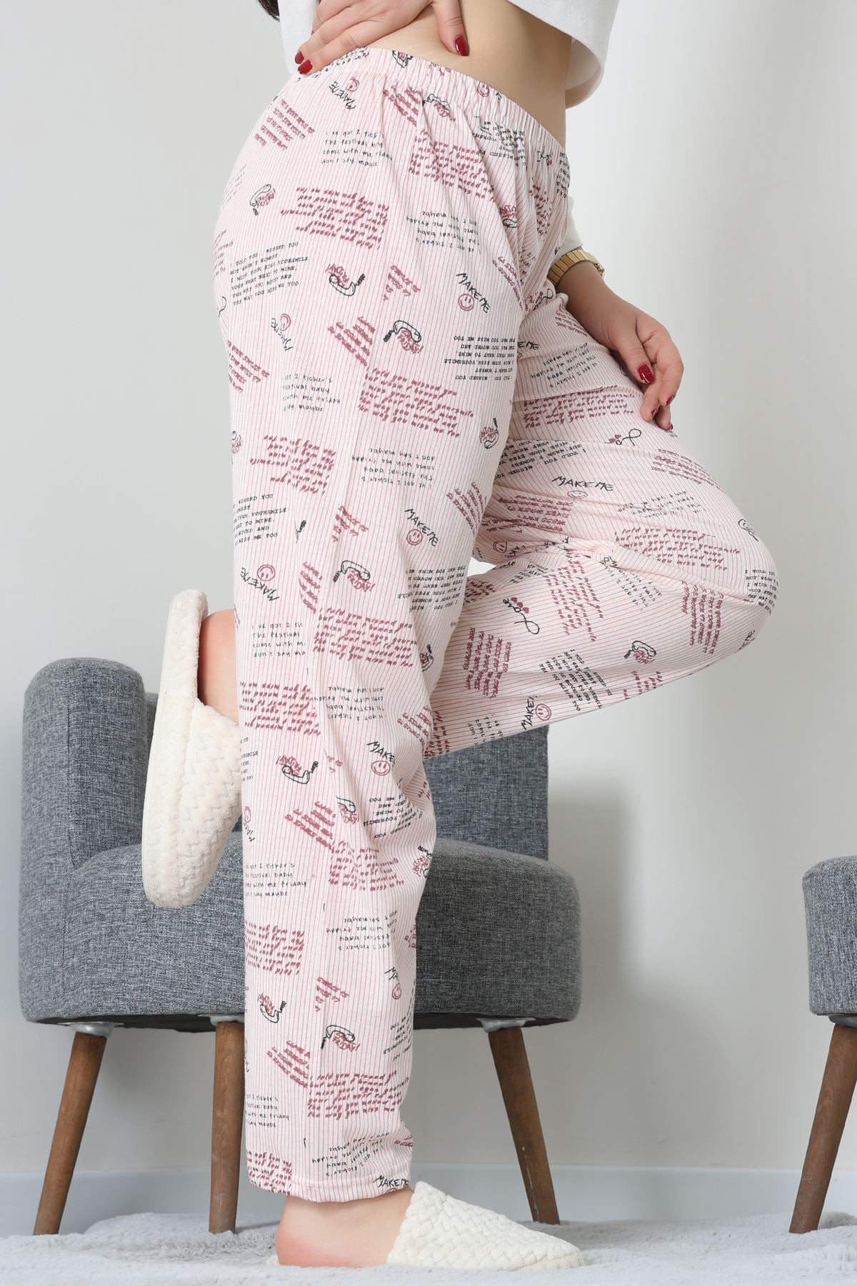 Büyük Beden Süprem Pijama Altı Pudra - 55011.1567.