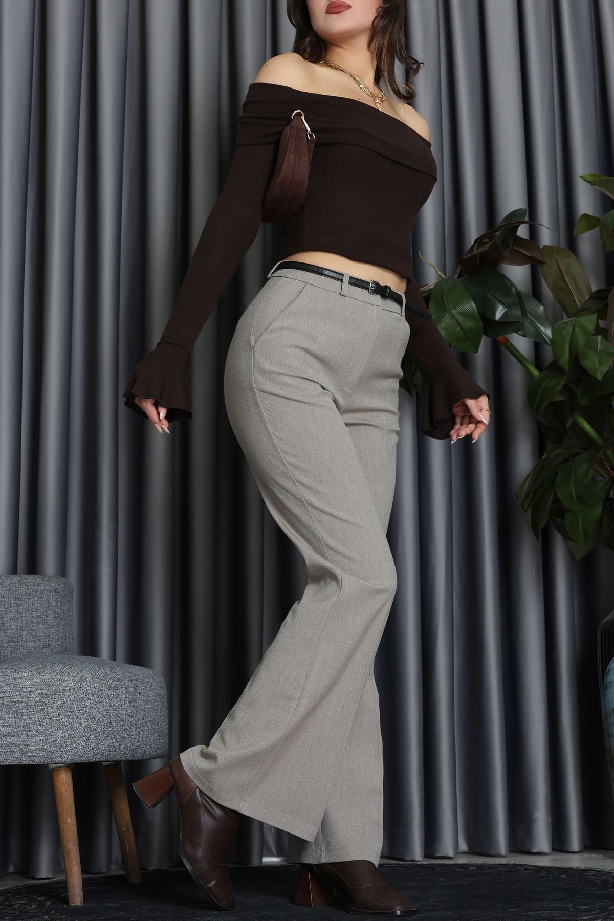 Quzu Kemerli Pantolon Vizon - 42825.2002.