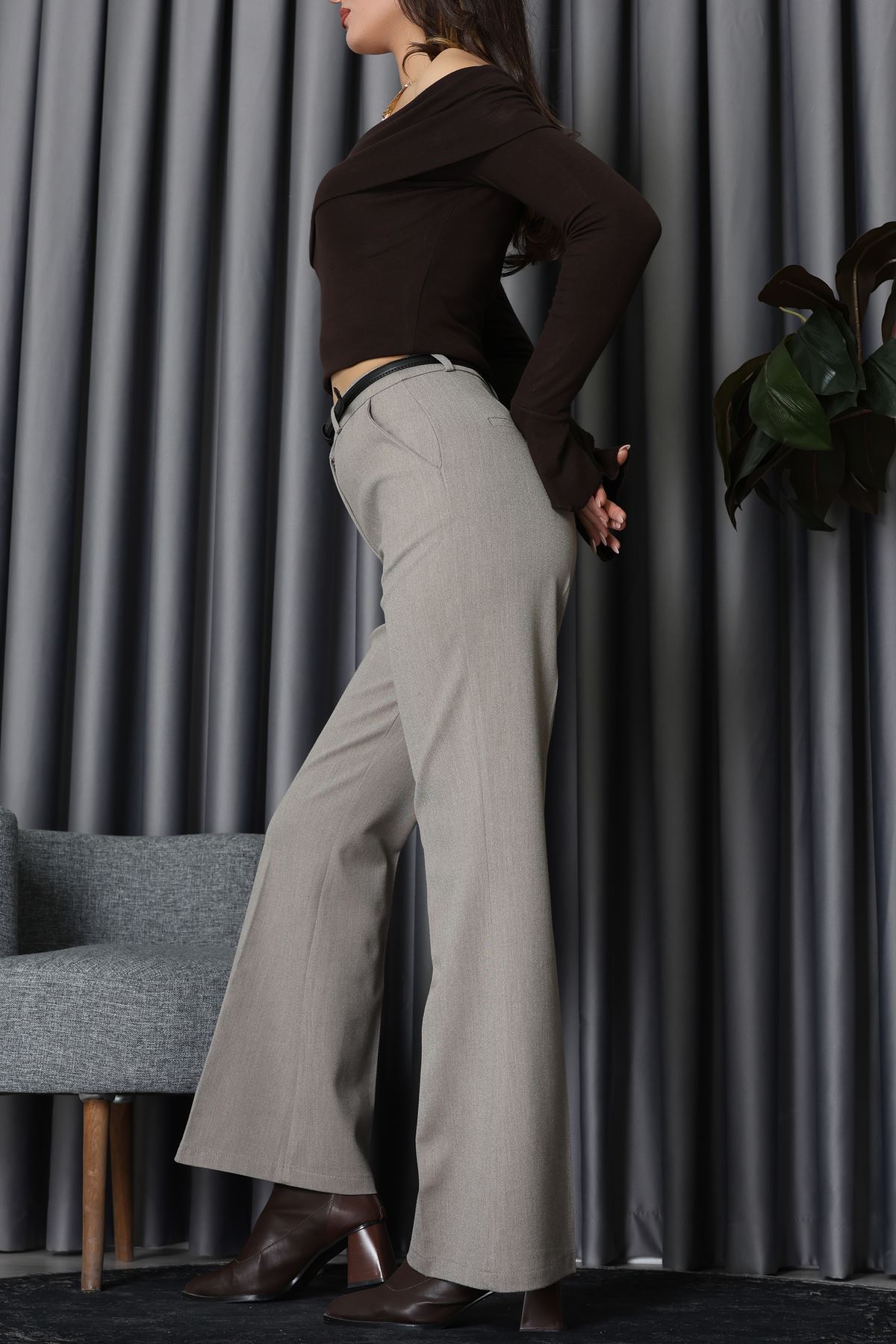 Quzu Kemerli Pantolon Vizon - 42825.2002.