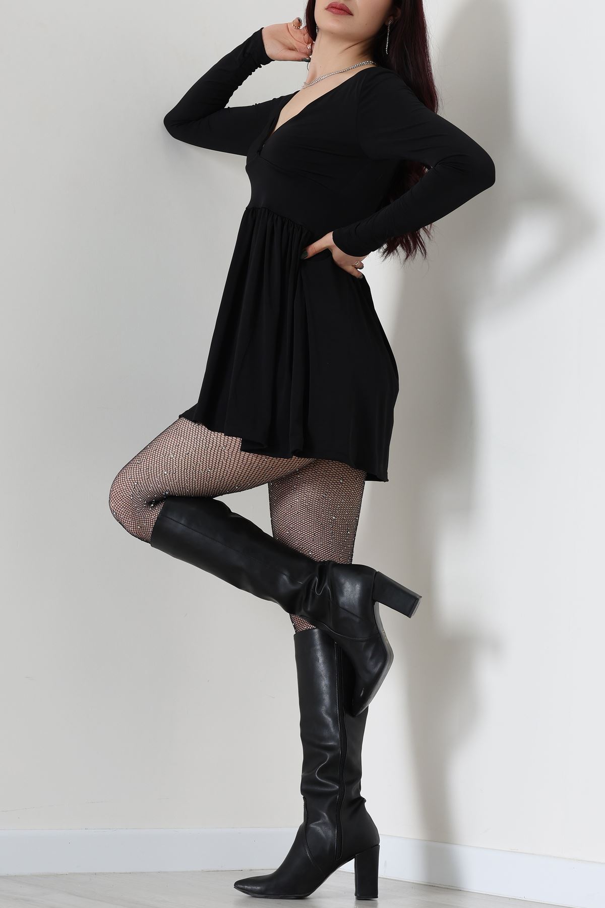 Sandy Kumaş Mini Elbise Siyah - 70817.1794.