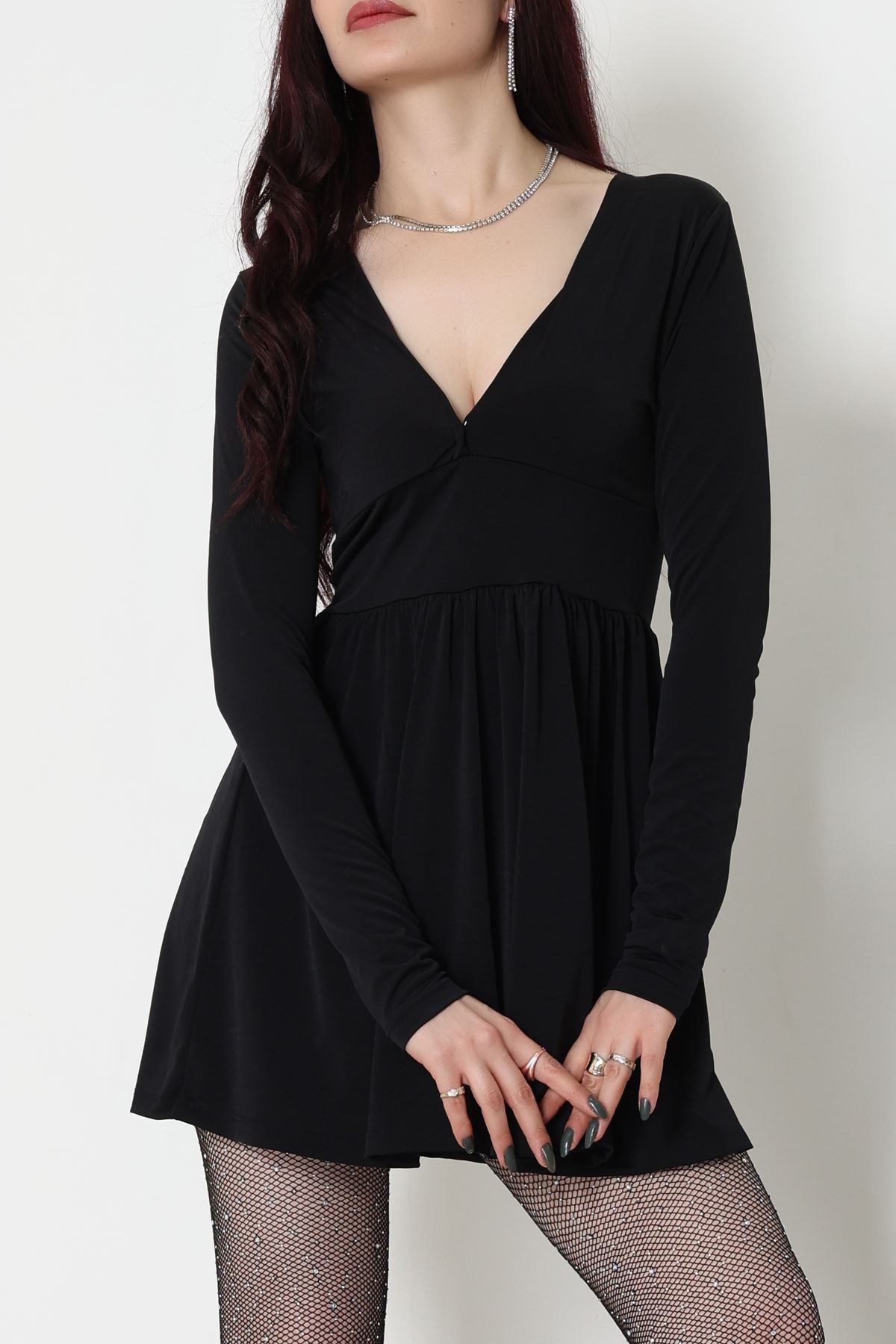 Sandy Kumaş Mini Elbise Siyah - 70817.1794.