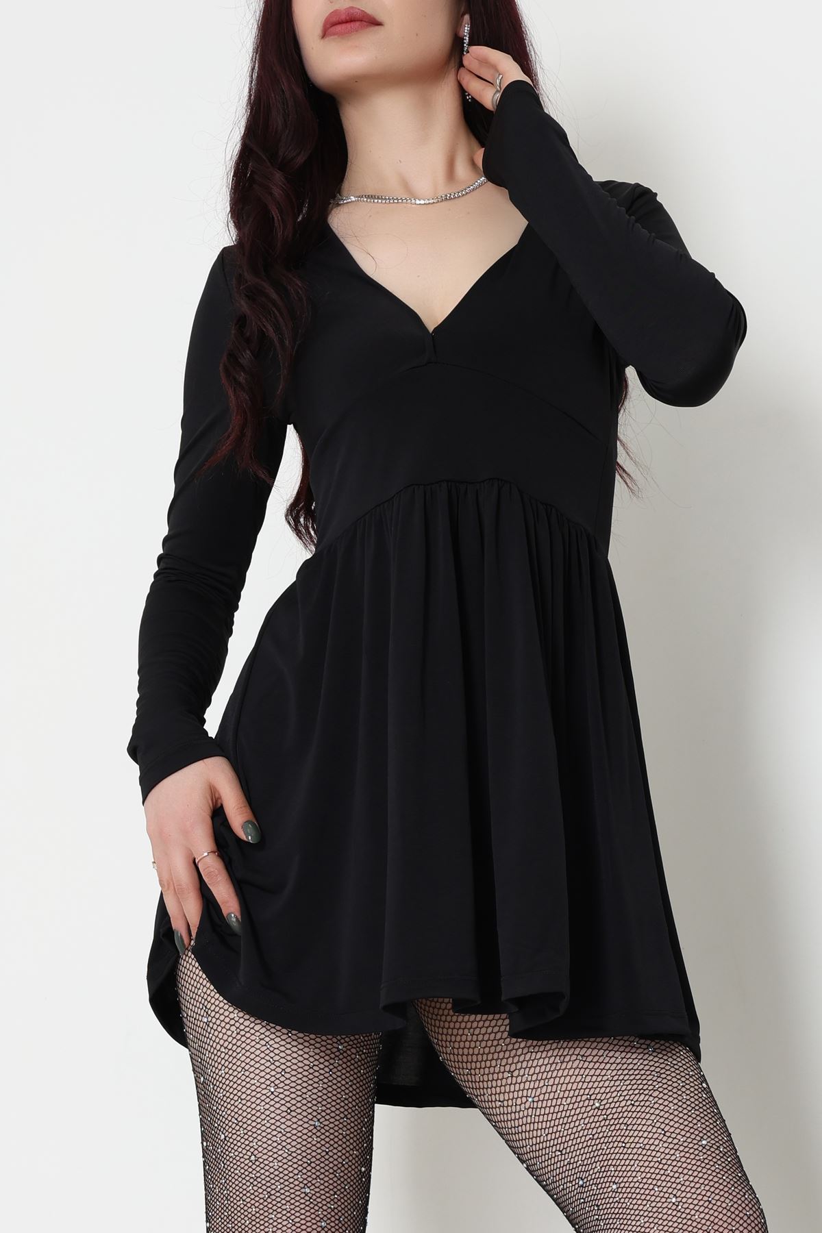 Sandy Kumaş Mini Elbise Siyah - 70817.1794.