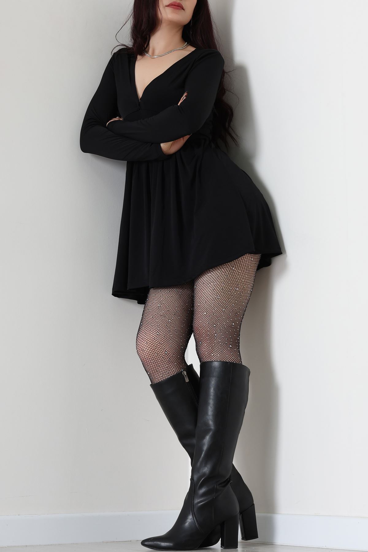 Sandy Kumaş Mini Elbise Siyah - 70817.1794.