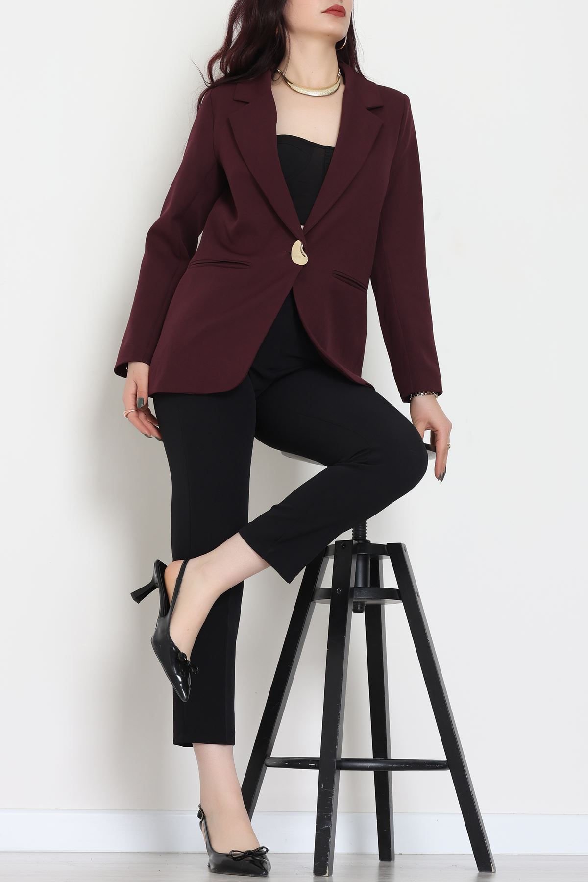 Astarlı Blazer Ceket Mürdüm - 31816.1991.