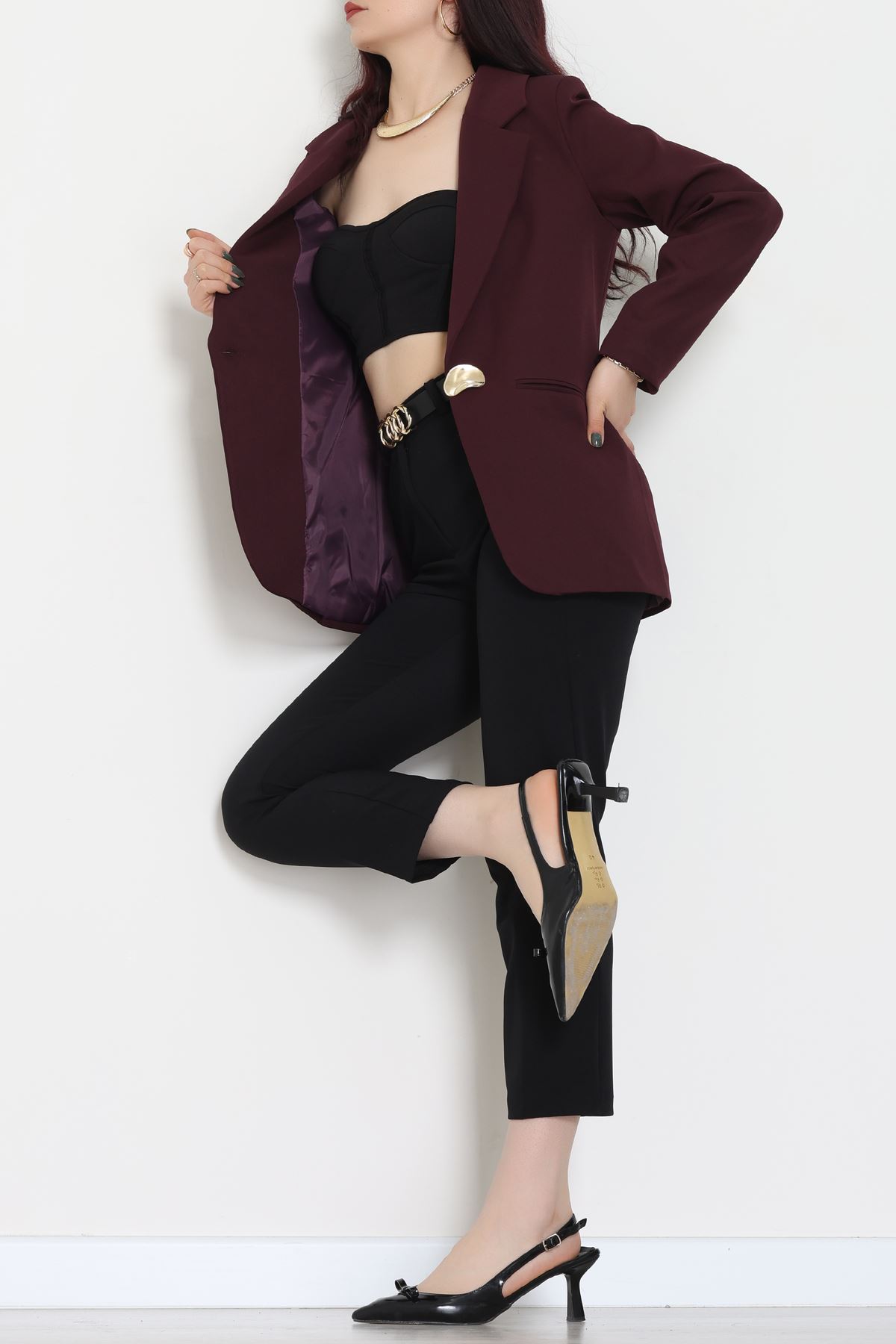 Astarlı Blazer Ceket Mürdüm - 31816.1991.