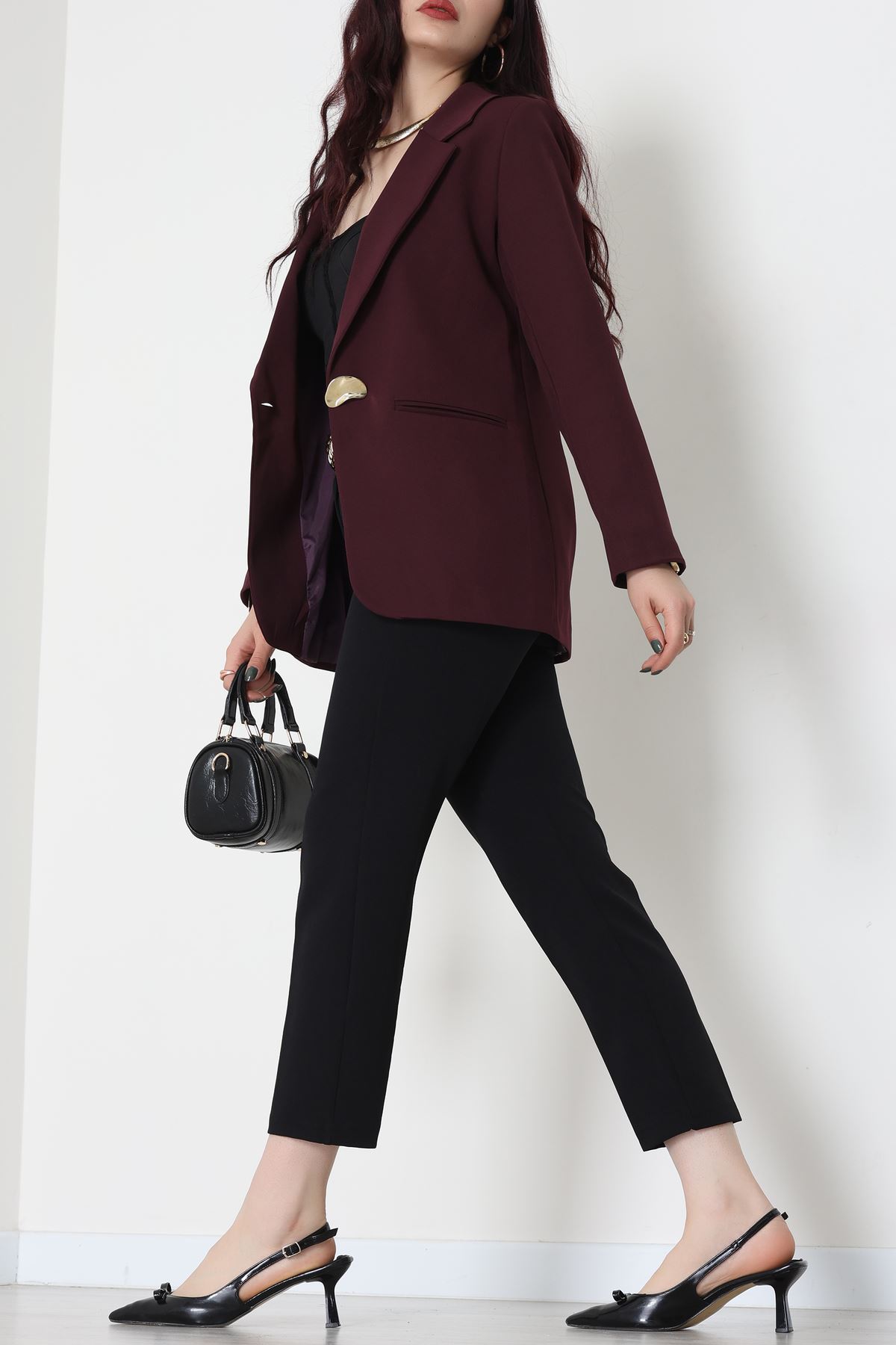 Astarlı Blazer Ceket Mürdüm - 31816.1991.