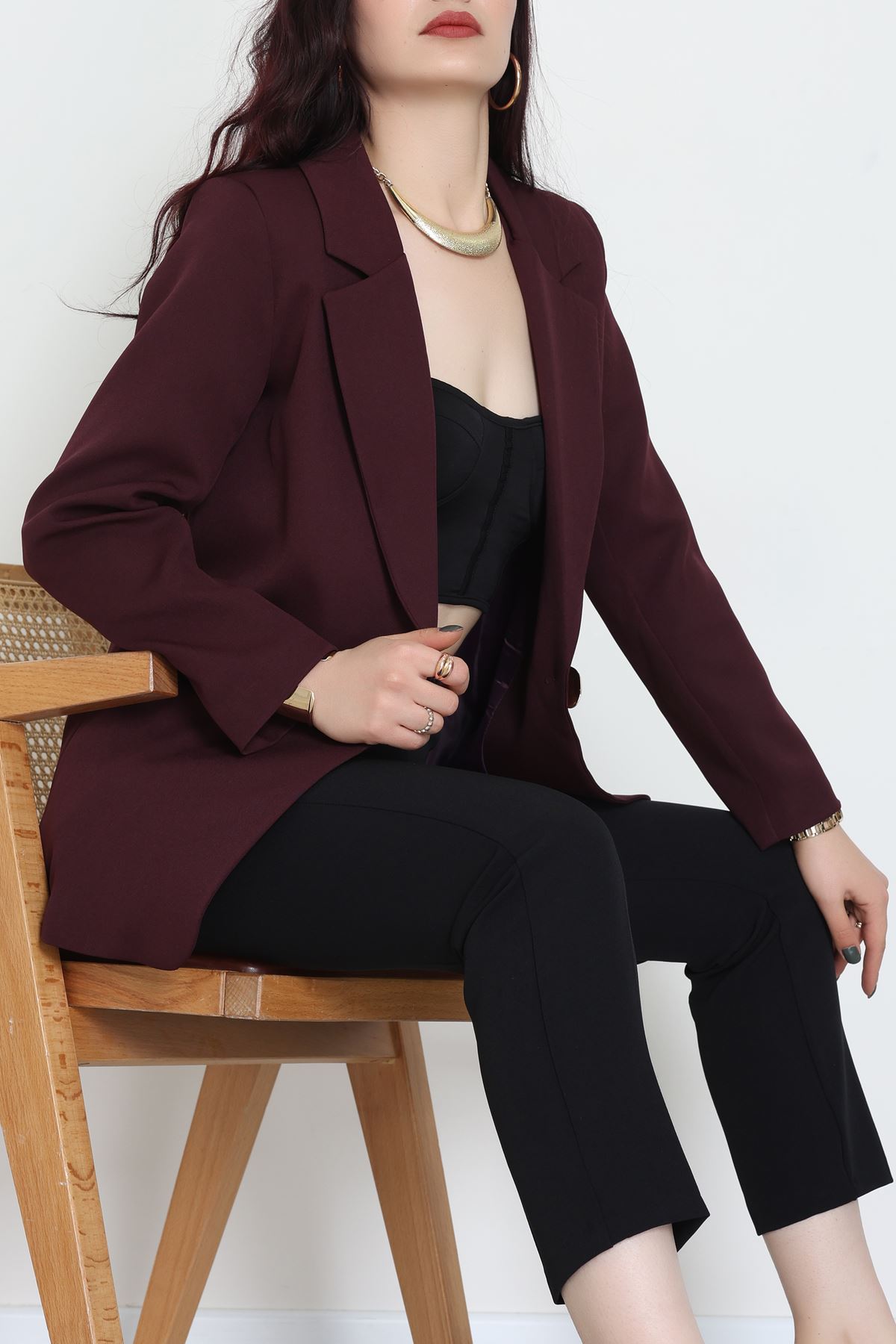 Astarlı Blazer Ceket Mürdüm - 31816.1991.