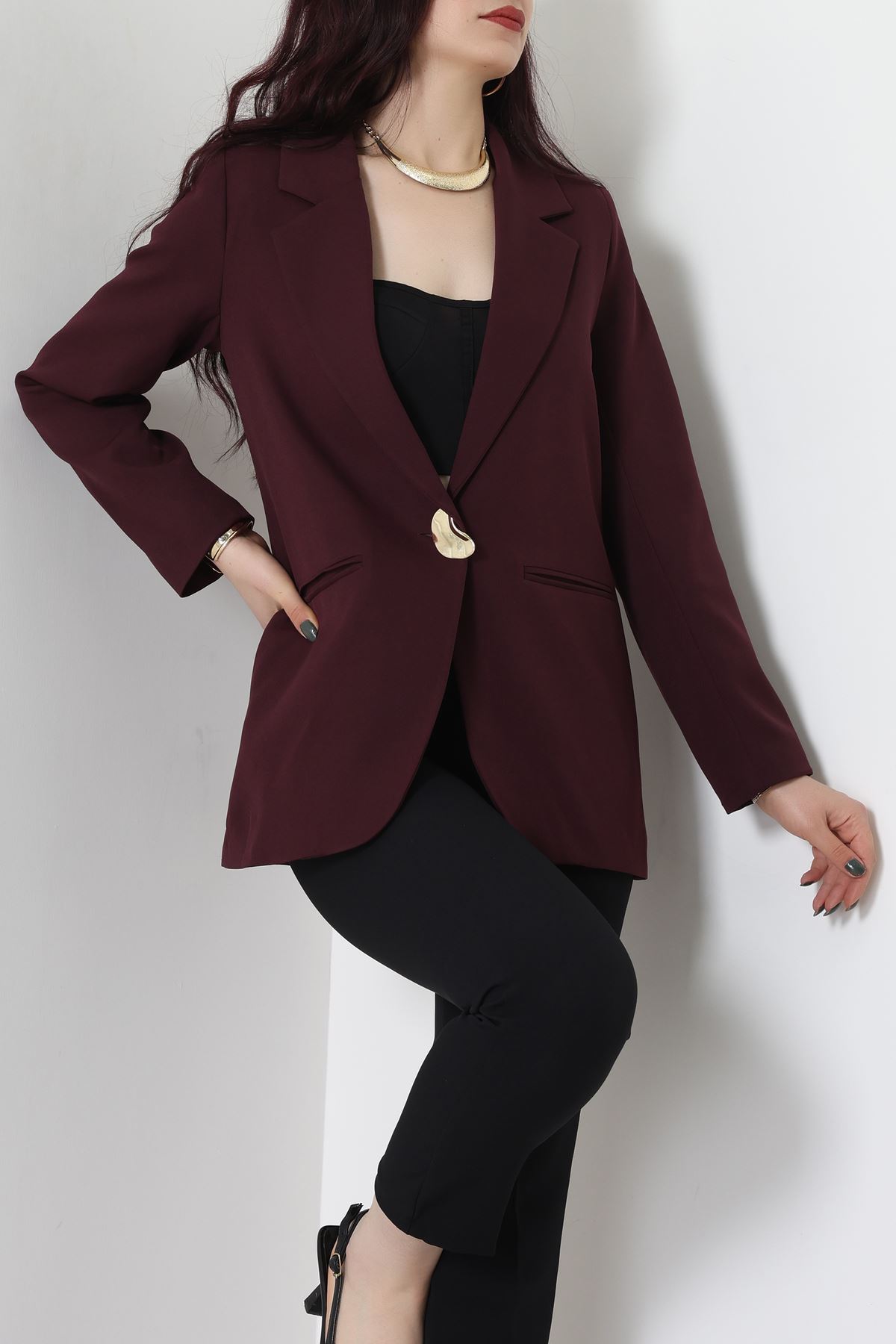 Astarlı Blazer Ceket Mürdüm - 31816.1991.