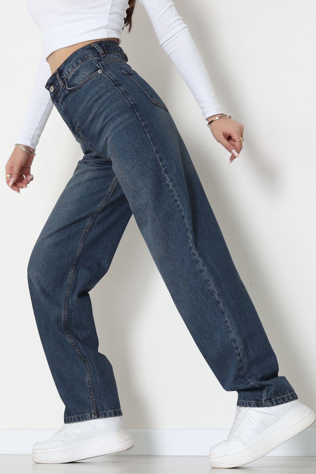 Tokalı Baggy Kot Pantolon Mavitint1 - 31558.2088.