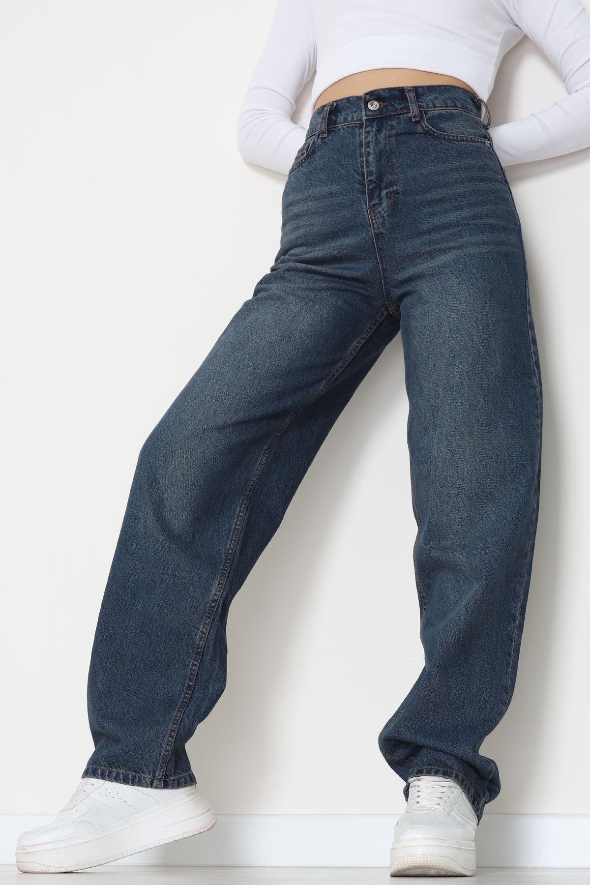 Tokalı Baggy Kot Pantolon Mavitint1 - 31558.2088.