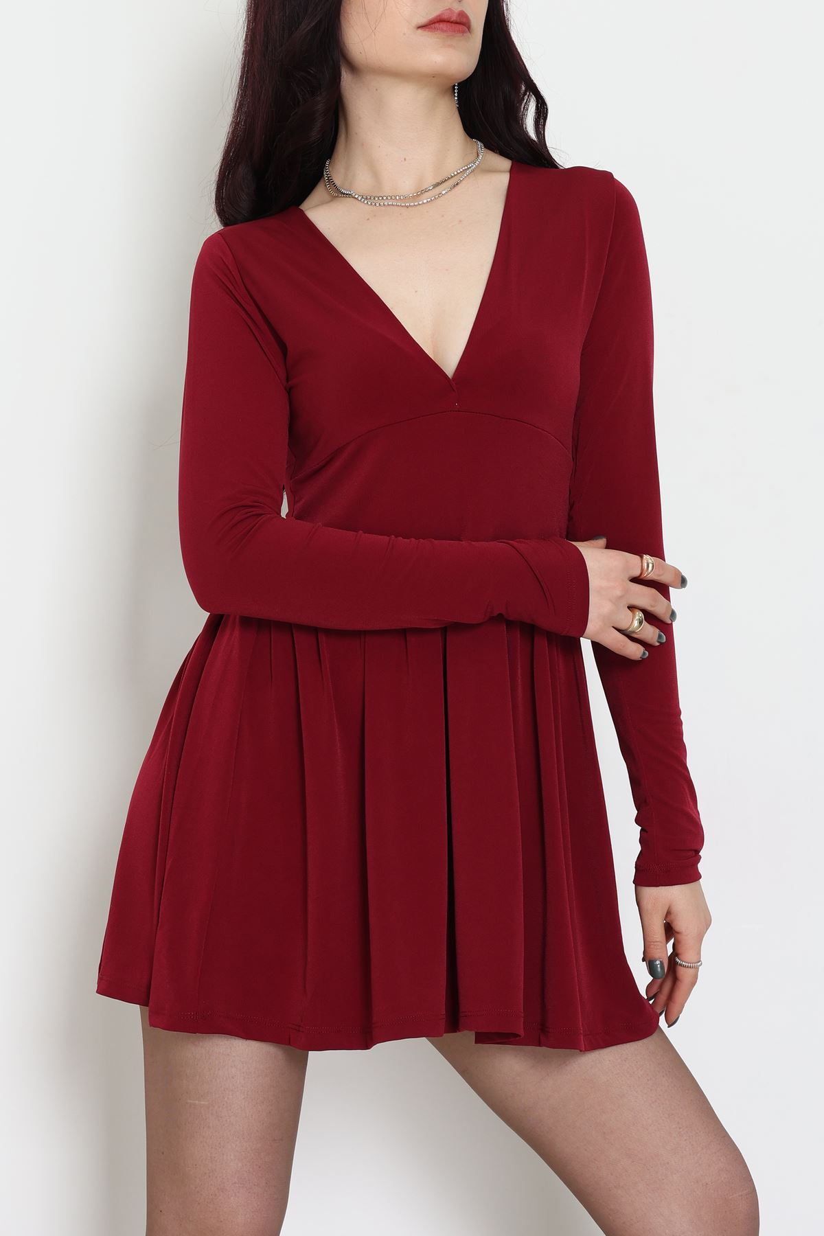 Sandy Kumaş Mini Elbise Bordo - 70817.1794.