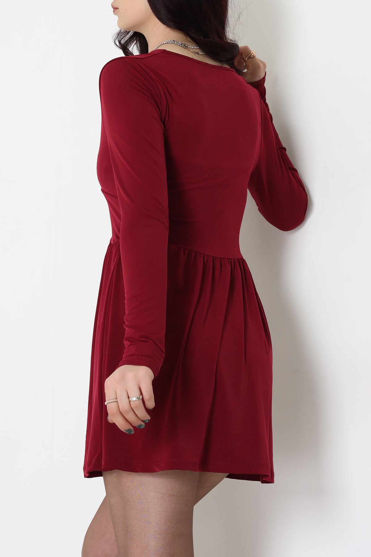 Sandy Kumaş Mini Elbise Bordo - 70817.1794.
