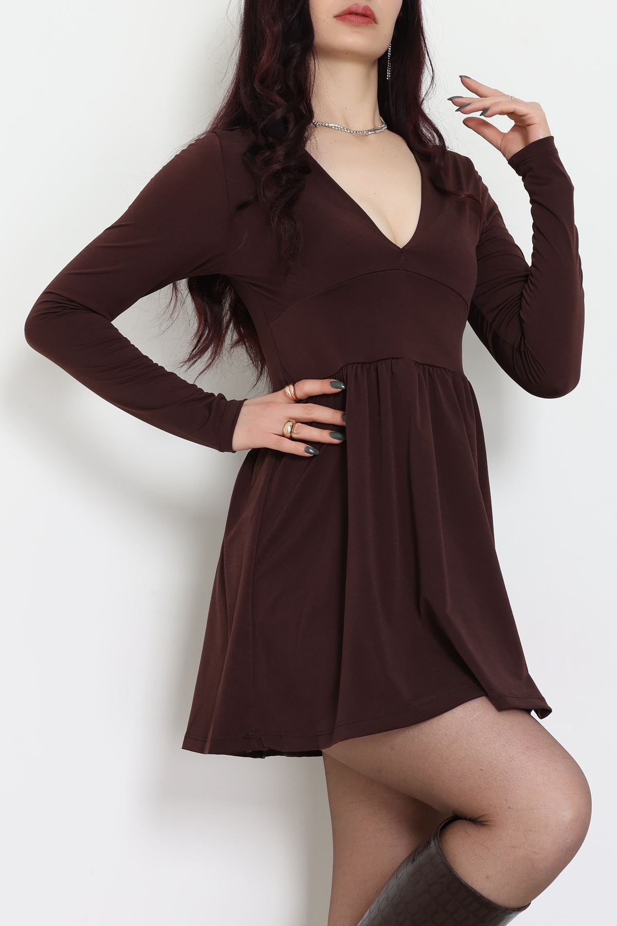 Sandy Kumaş Mini Elbise Kahve - 70817.1794.