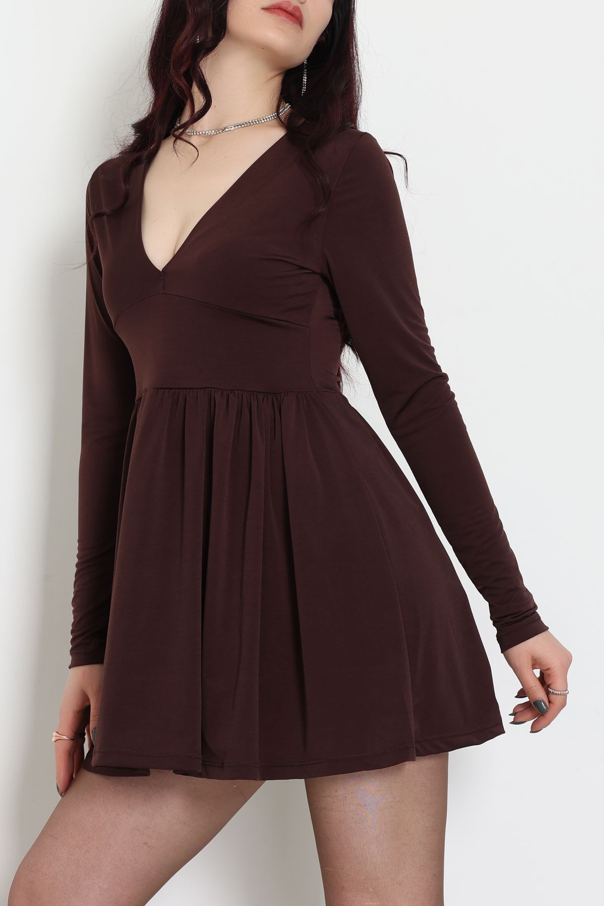 Sandy Kumaş Mini Elbise Kahve - 70817.1794.