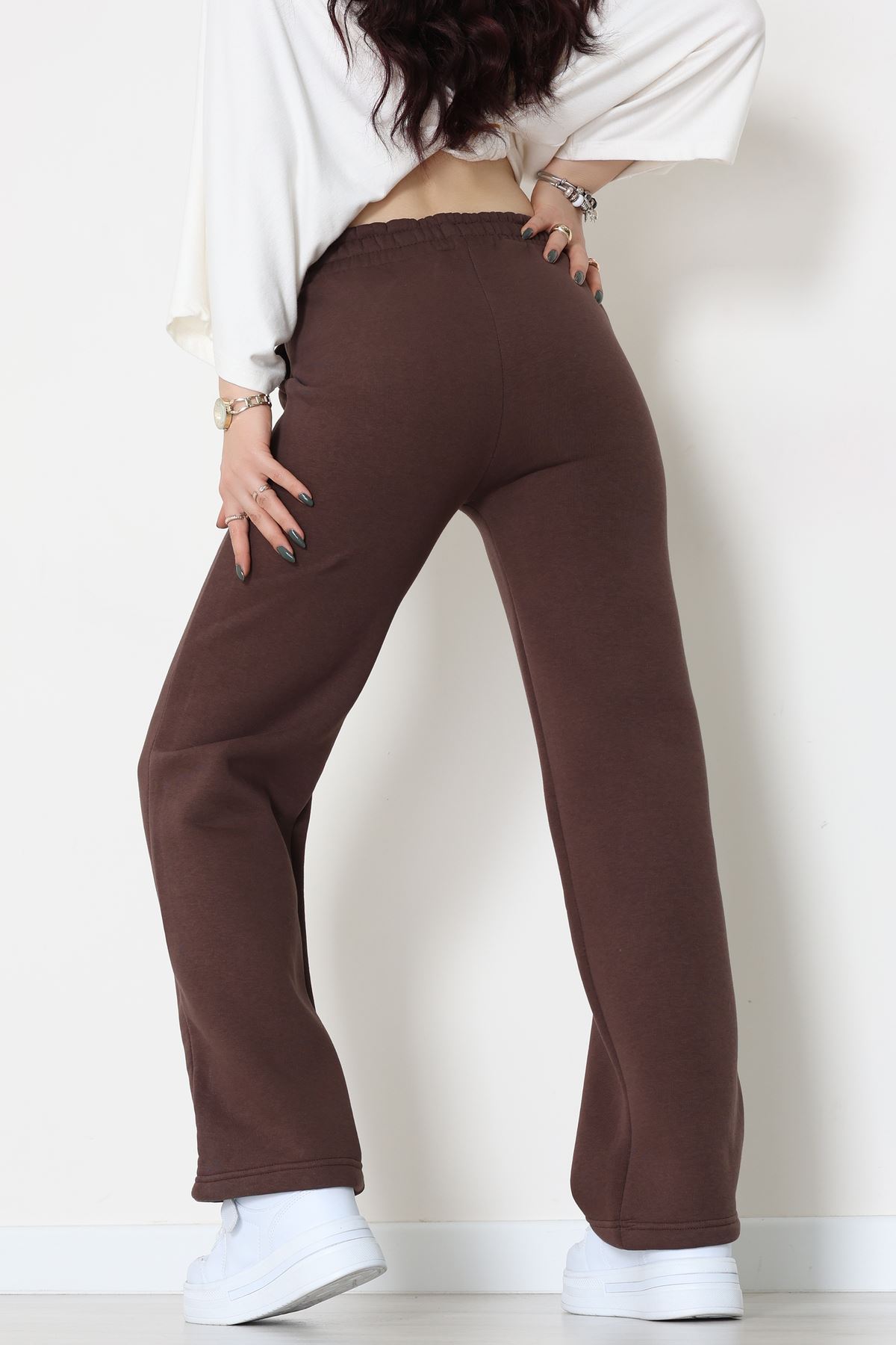 Üç İplik Palazzo Eşofman Altı Acıkahve - 20970.1878.