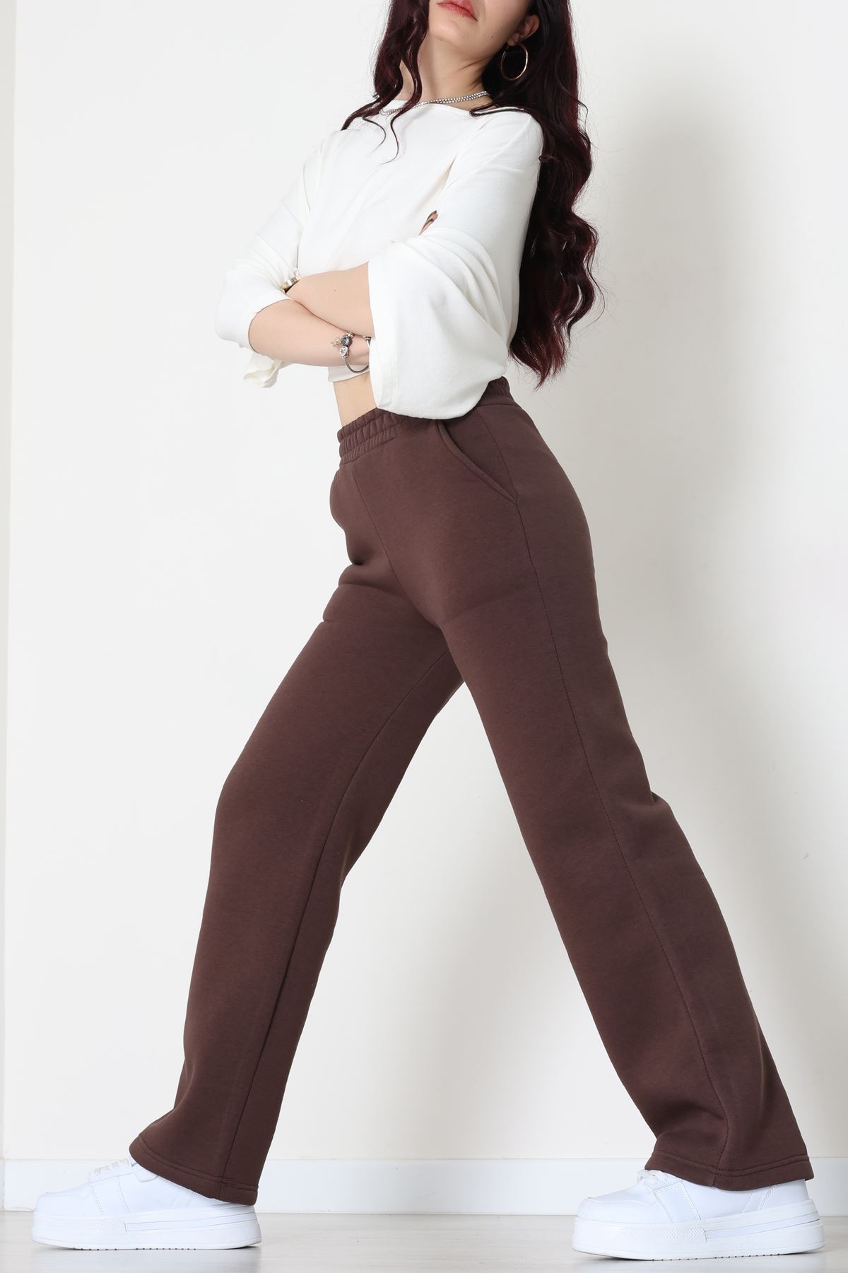 Üç İplik Palazzo Eşofman Altı Acıkahve - 20970.1878.