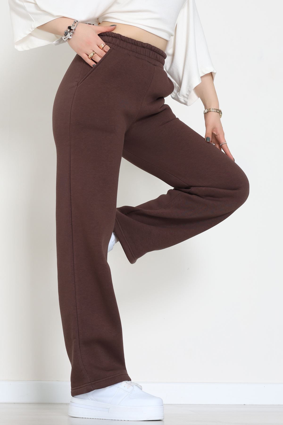 Üç İplik Palazzo Eşofman Altı Acıkahve - 20970.1878.