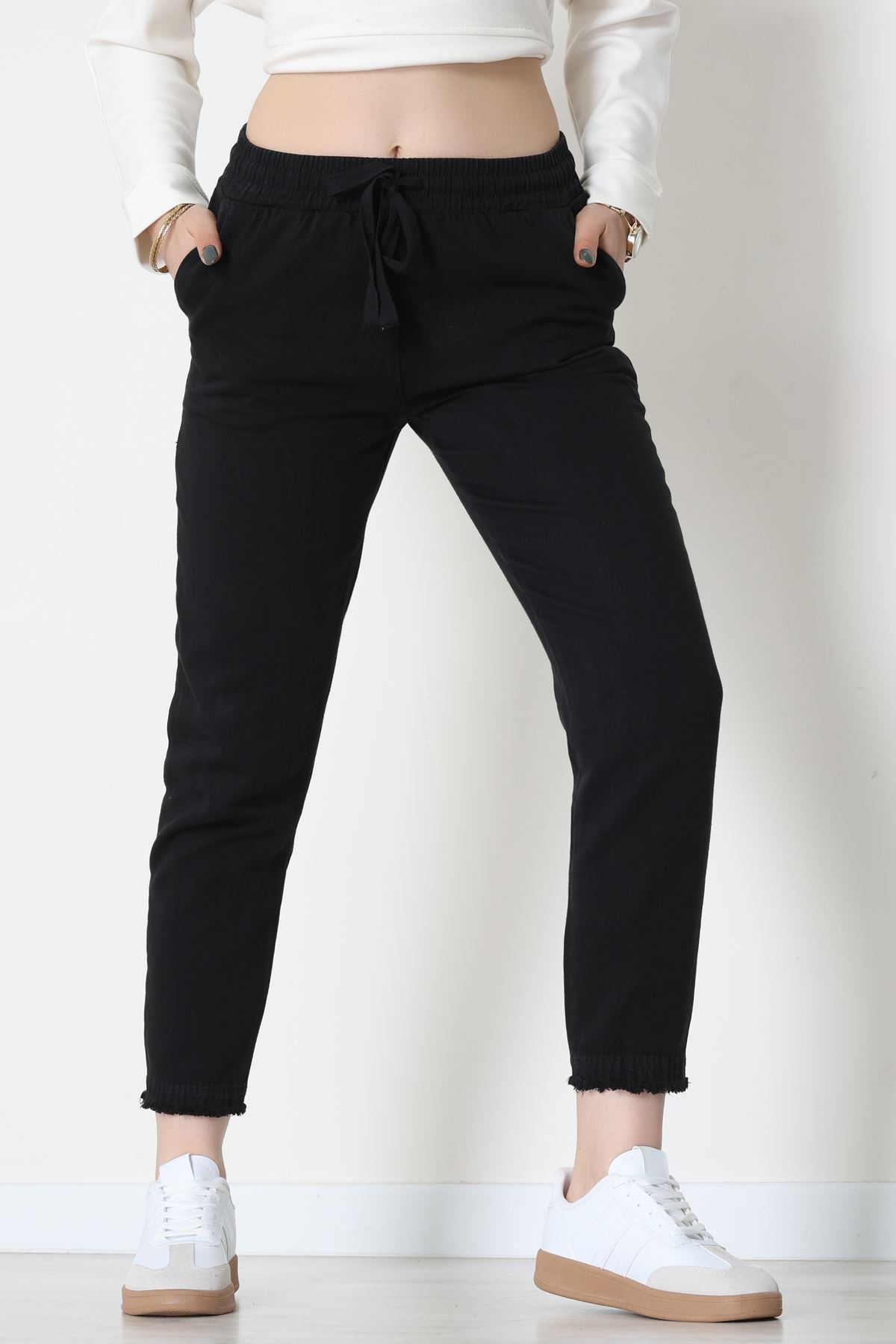 Gabardin Beli Lastikli Pantolon Siyah - 51249.1347.