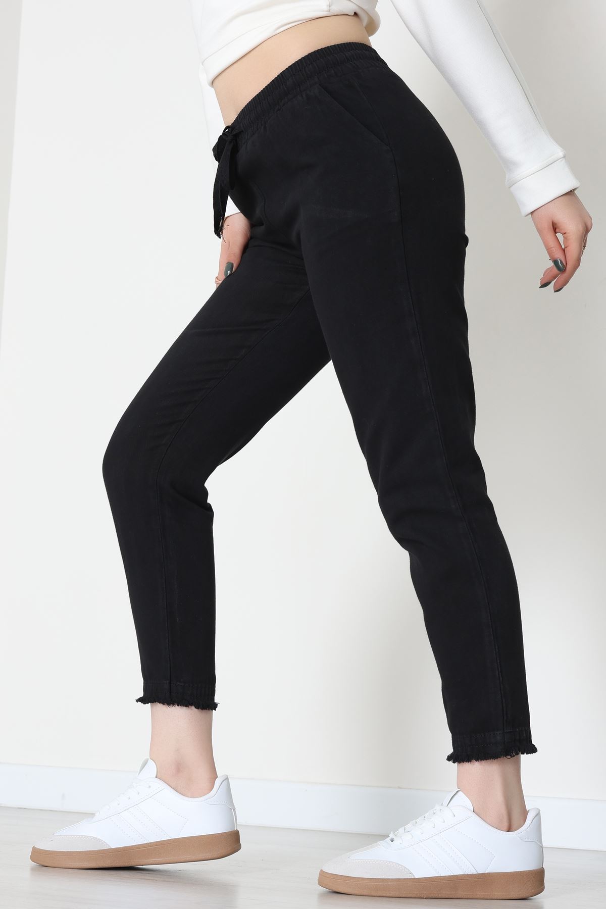 Gabardin Beli Lastikli Pantolon Siyah - 51249.1347.
