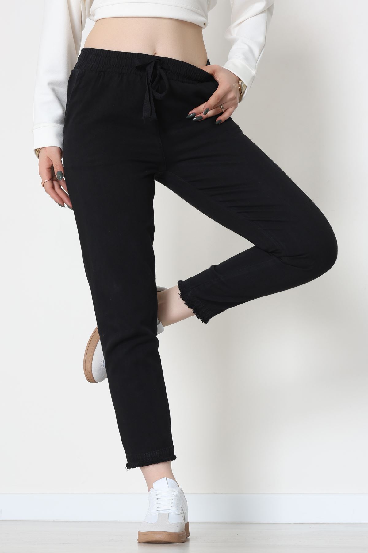 Gabardin Beli Lastikli Pantolon Siyah - 51249.1347.