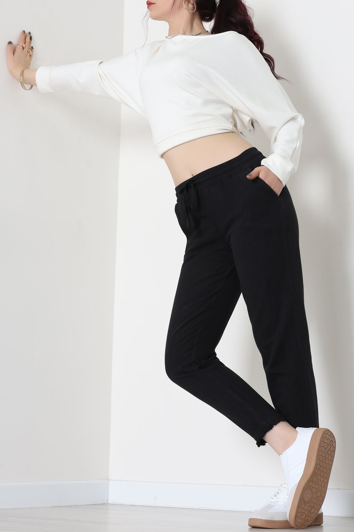 Gabardin Beli Lastikli Pantolon Siyah - 51249.1347.