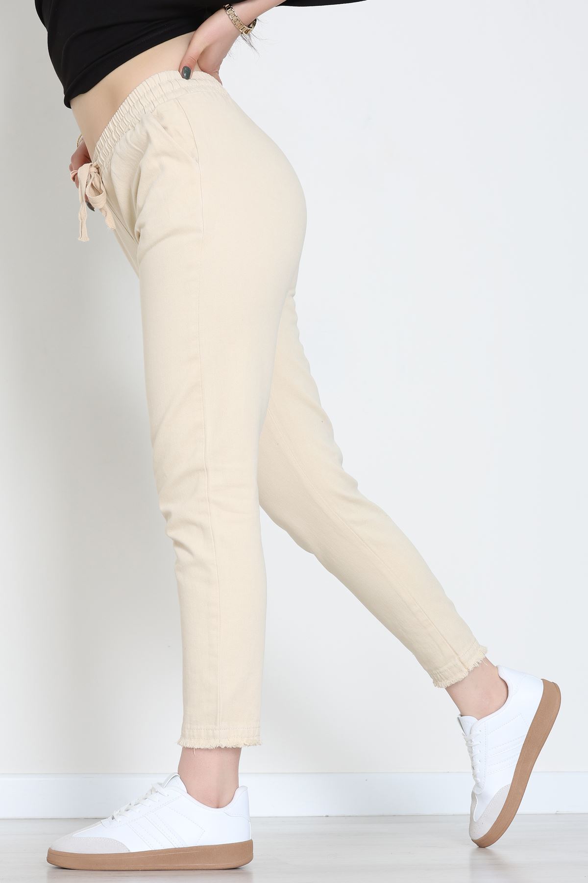 Gabardin Beli Lastikli Pantolon Bej - 51249.1347.