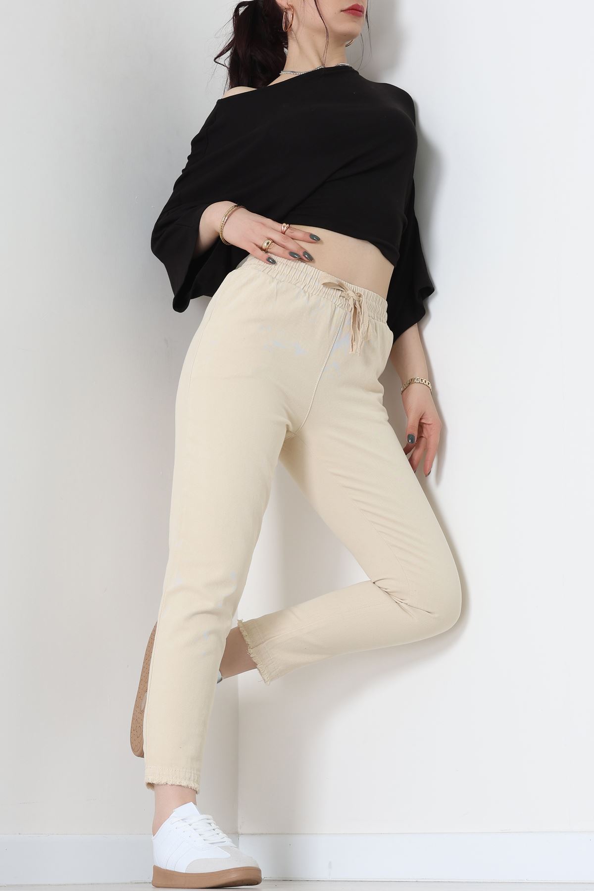 Gabardin Beli Lastikli Pantolon Bej - 51249.1347.