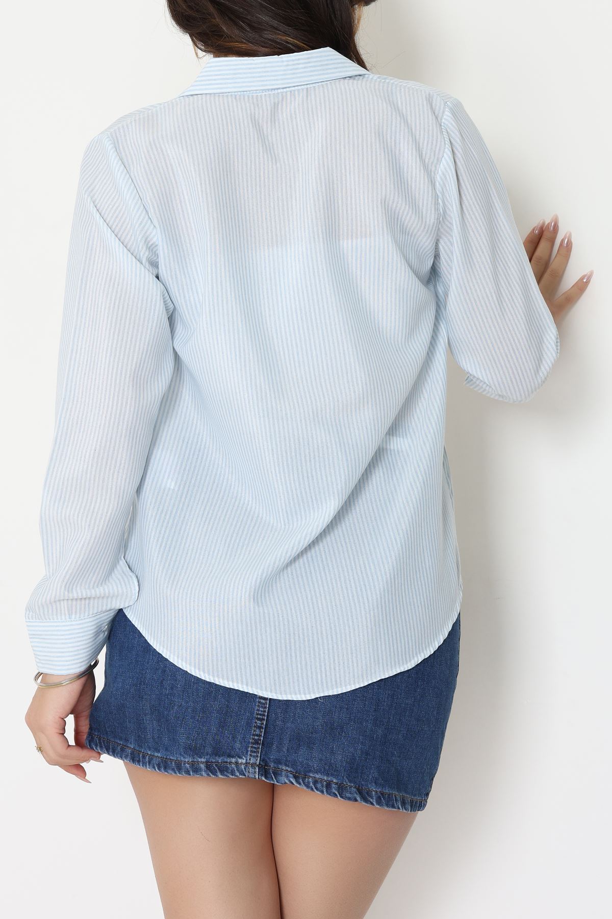 Pamuk Polyester Çizgili Gömlek Bebemavi - 51064.147.